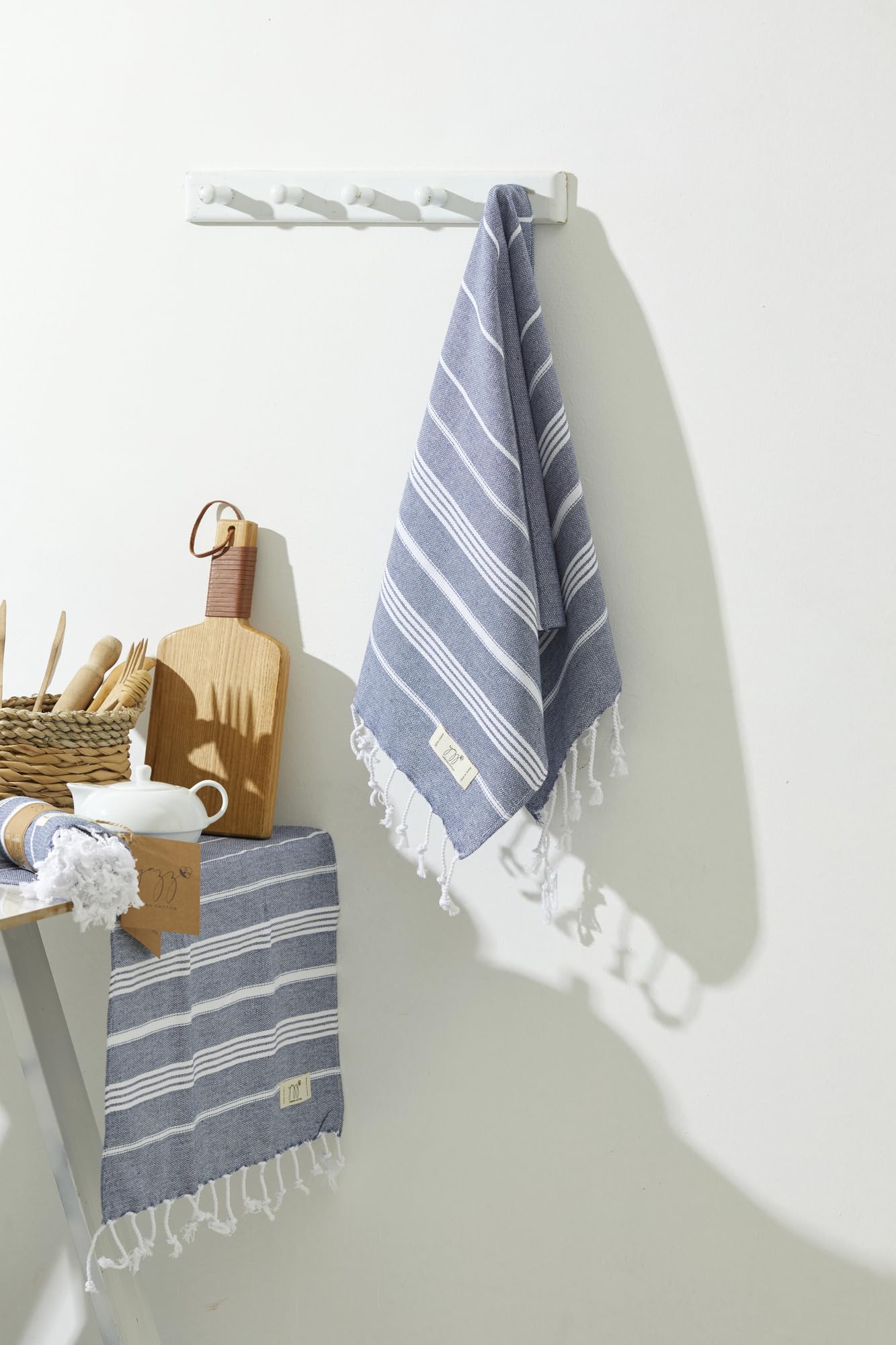 Yazz Turkish Cotton Turkish Hand Towels - Set Of 2 | 18'' X 30'' Inches | Decorative Peshtemal Cotton Hand Towels For Kitchen, B