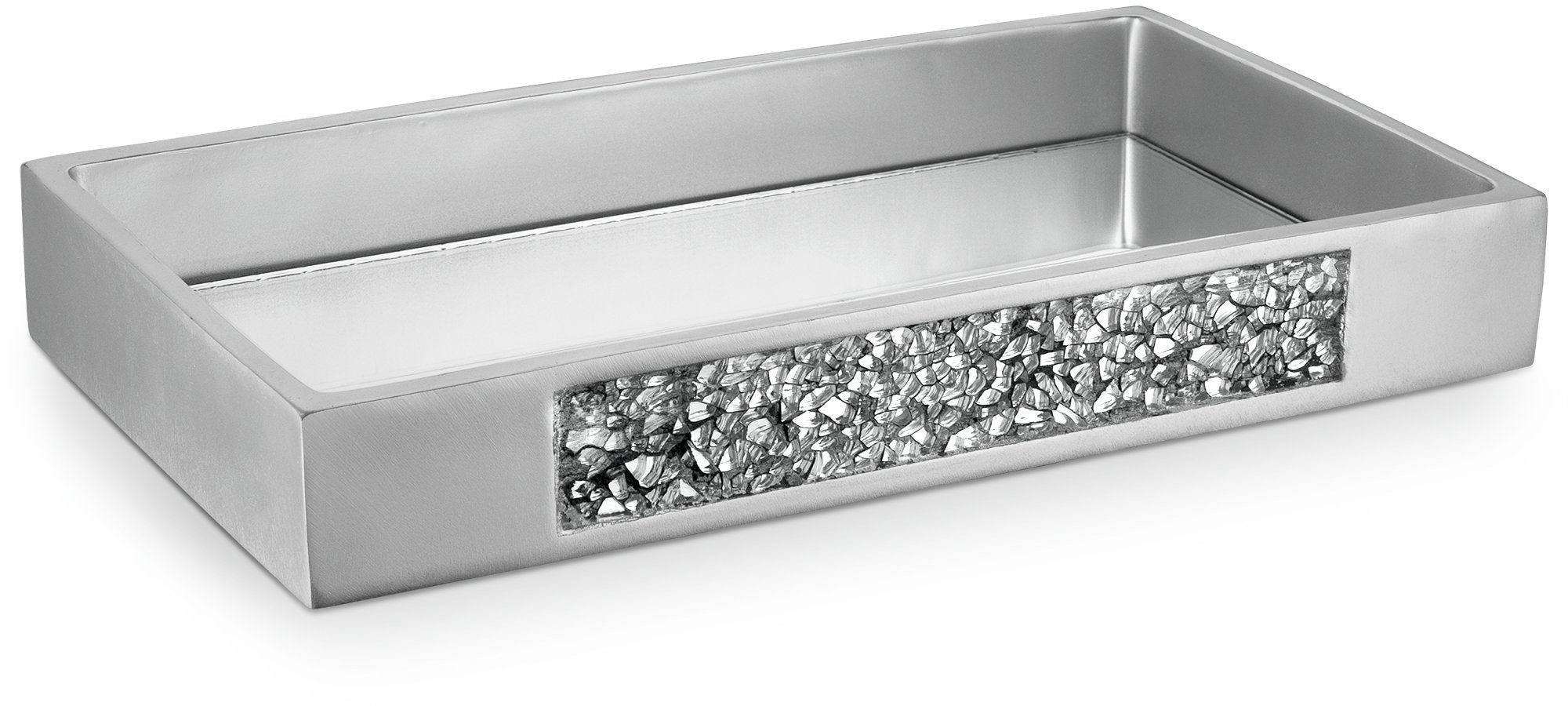 Creative Scents Silver Mosaic Bathroom Tray - Decorative Bathroom Vanity Tray - Perfume Tray For Dresser - Small Rectangle Mirro