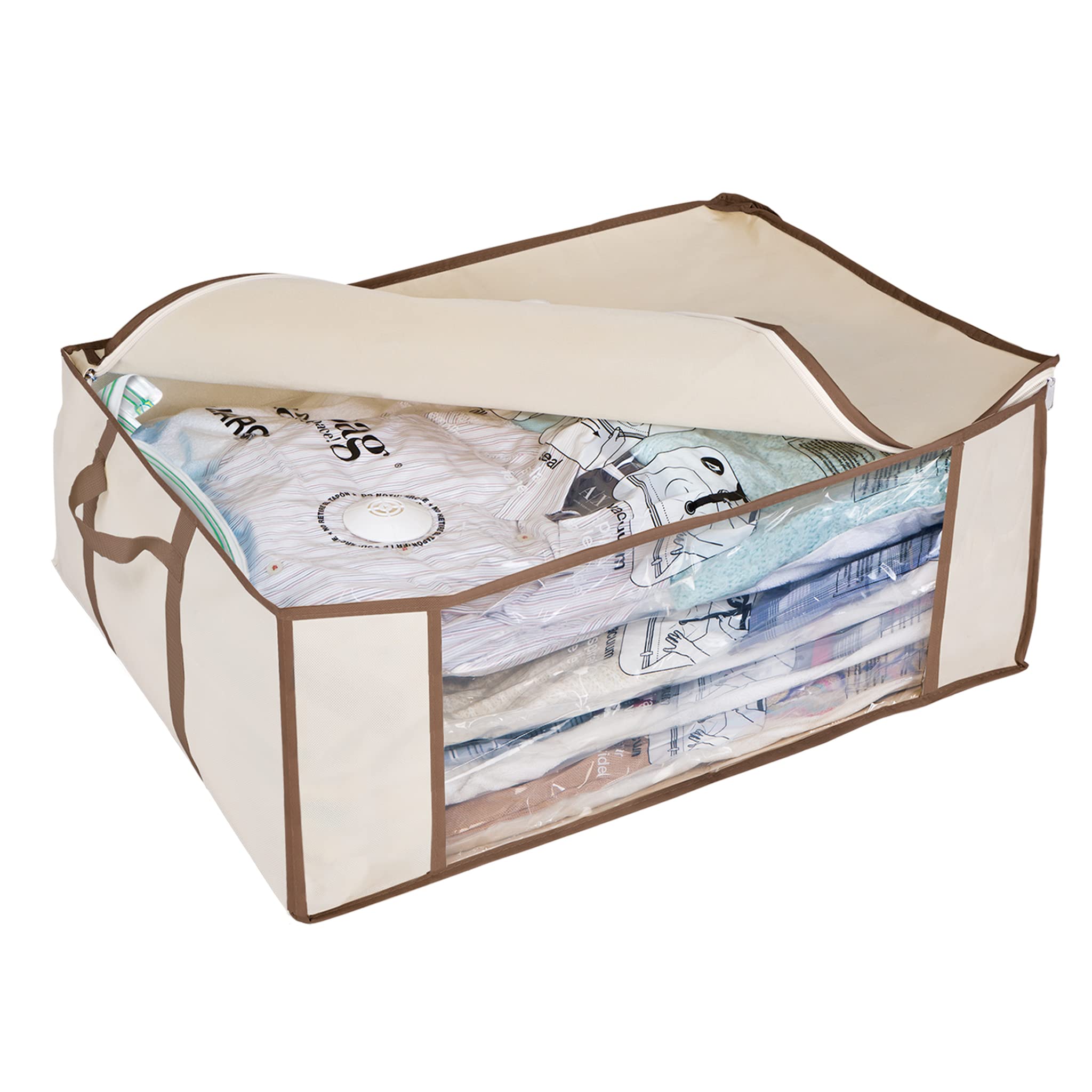 Smart Design Magicbag Instant Space Saver Storage - 1 Jumbo Tote With 4 Large Flat Compression Bags - Airtight Double Zipper - V