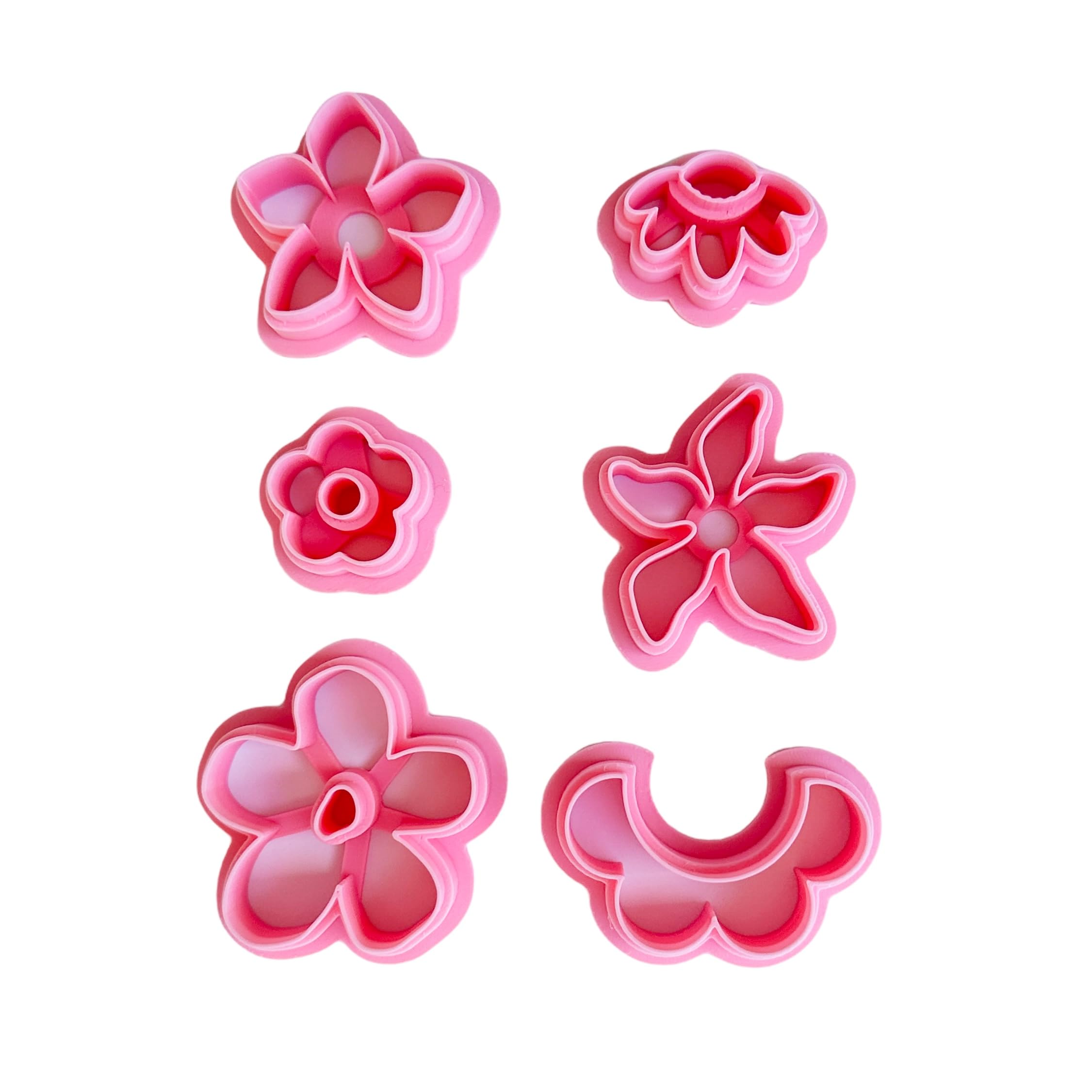 Polymer Clay Cutters - The Clayful Co Floral Flower Pack Set Of 6 - Plastic Cutter For Making Jewelry And Earring Shapes