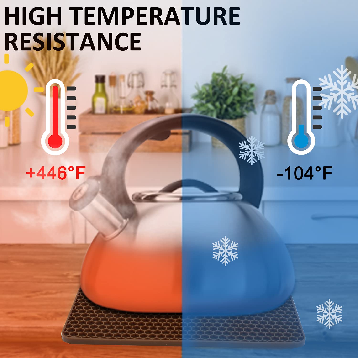 4 Pack Silicone Trivet Mats, Silicone Mat Heat Resistant Silicone Hot Pot Holders Hot Pads For Kitchen Countertop, Non-Slip Brow