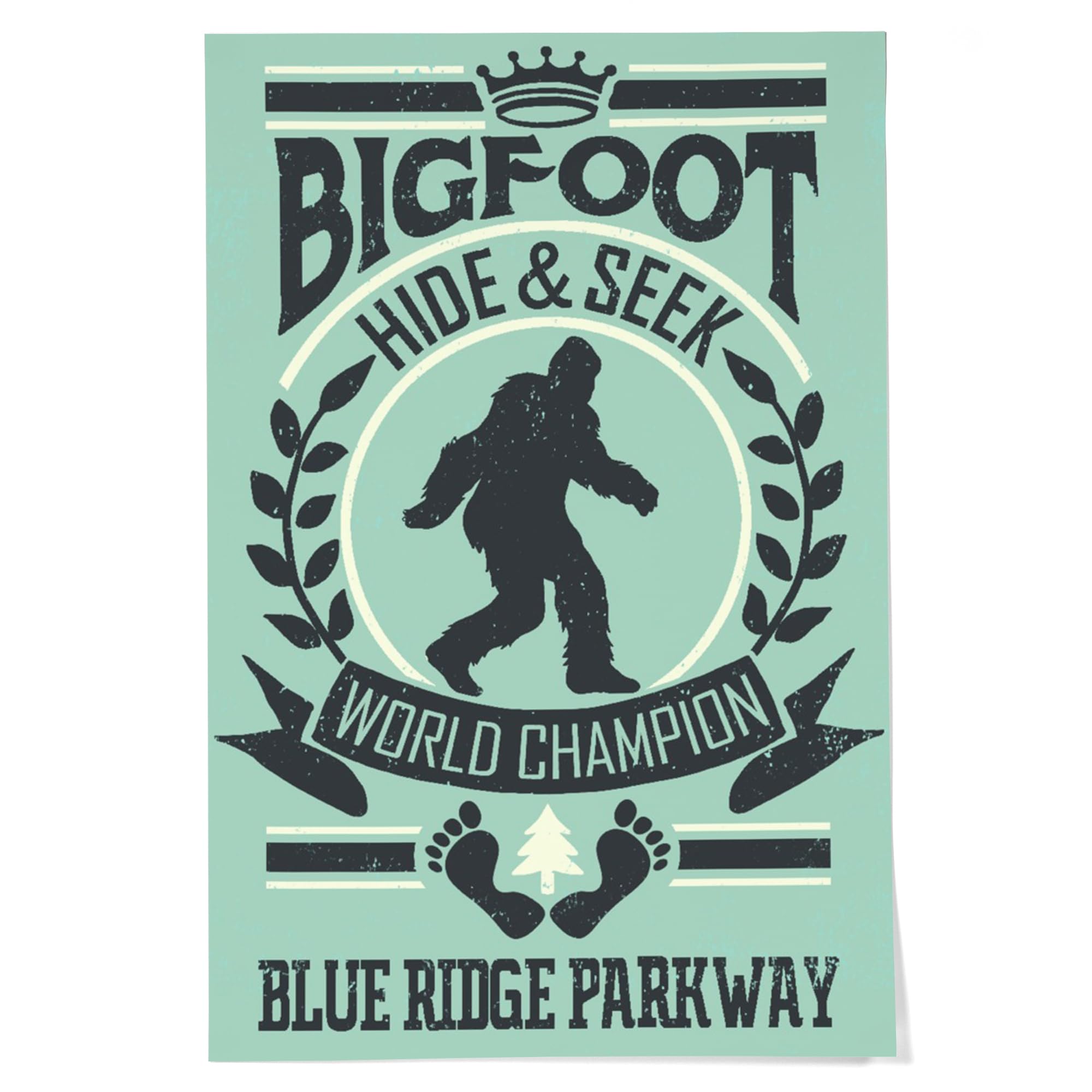 Lantern Press 24X36 Inch Giclee Art Print Wall Decor, Blue Ridge Parkway, Bigfoot Hide And Seek