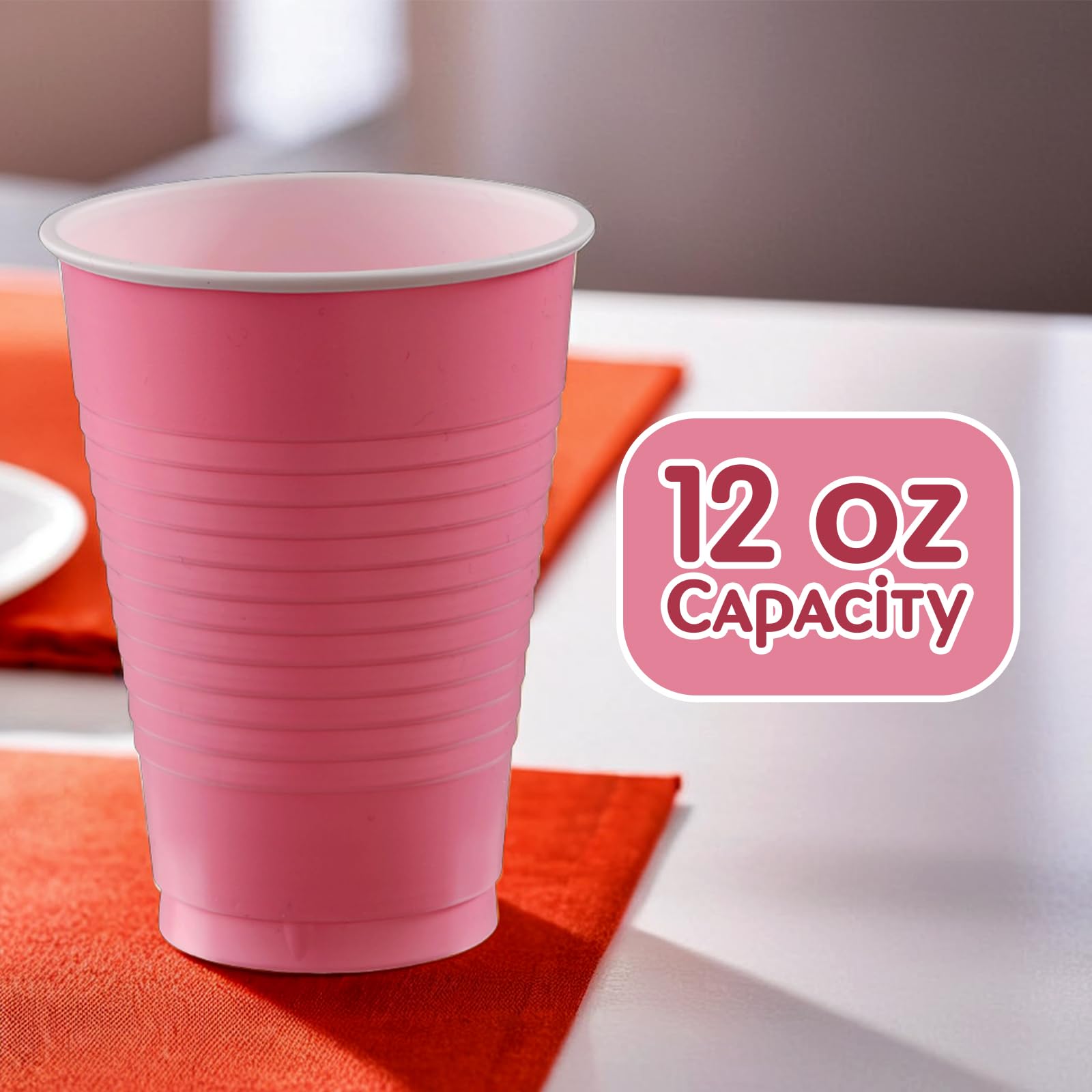 Amscan Big Party Pack, Durable Plastic Cups, 50 Count (Pack Of 1), New Pink