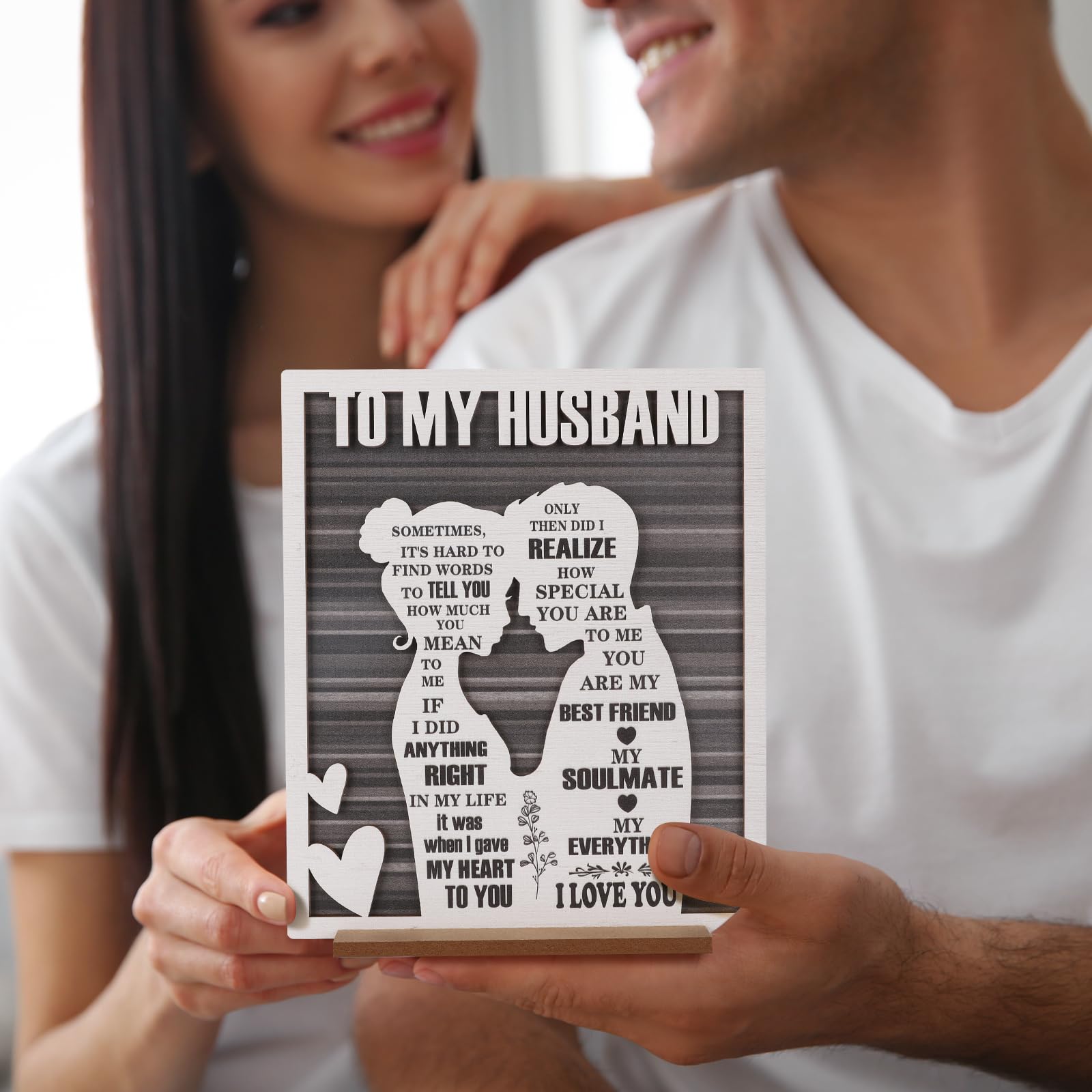 To My Husband Plaque - Romantic Fathers Day Dad Gift from Wife - Sentimental Wood Sign for Anniversary, Birthday, Valentines Day