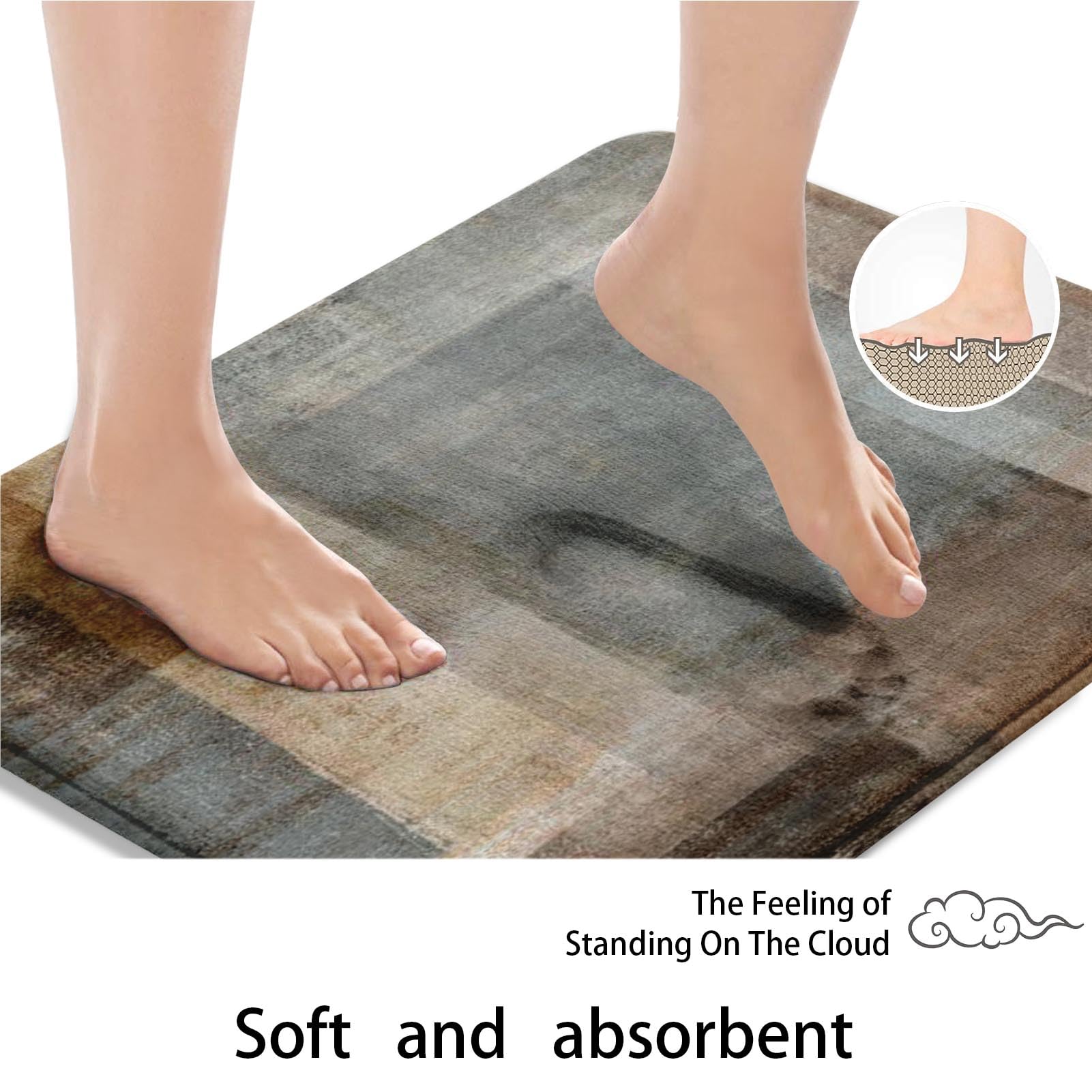 Artsocket Beige Grey Abstract Bathroom Set With Shower Curtain And Rugs Accessory, Painting Brown Abstract Shower Curtain For Ba