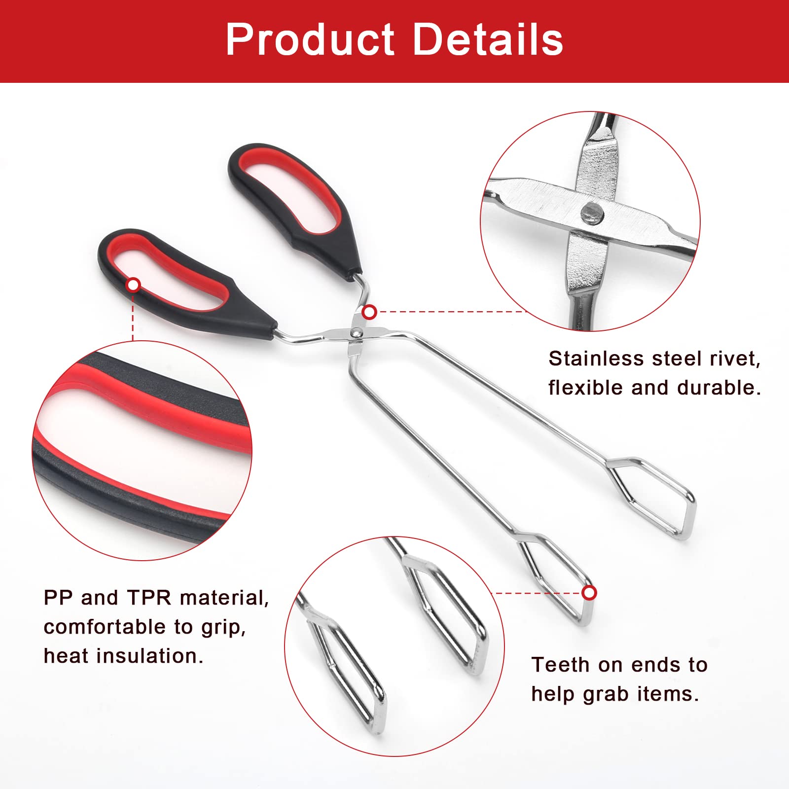 Coitak 3 Pack Scissor Tongs Cooking Stainless Steel Food Tongs Barbecue Grilling Tongs For Flipping Food Tool, 9/11/13 Inch
