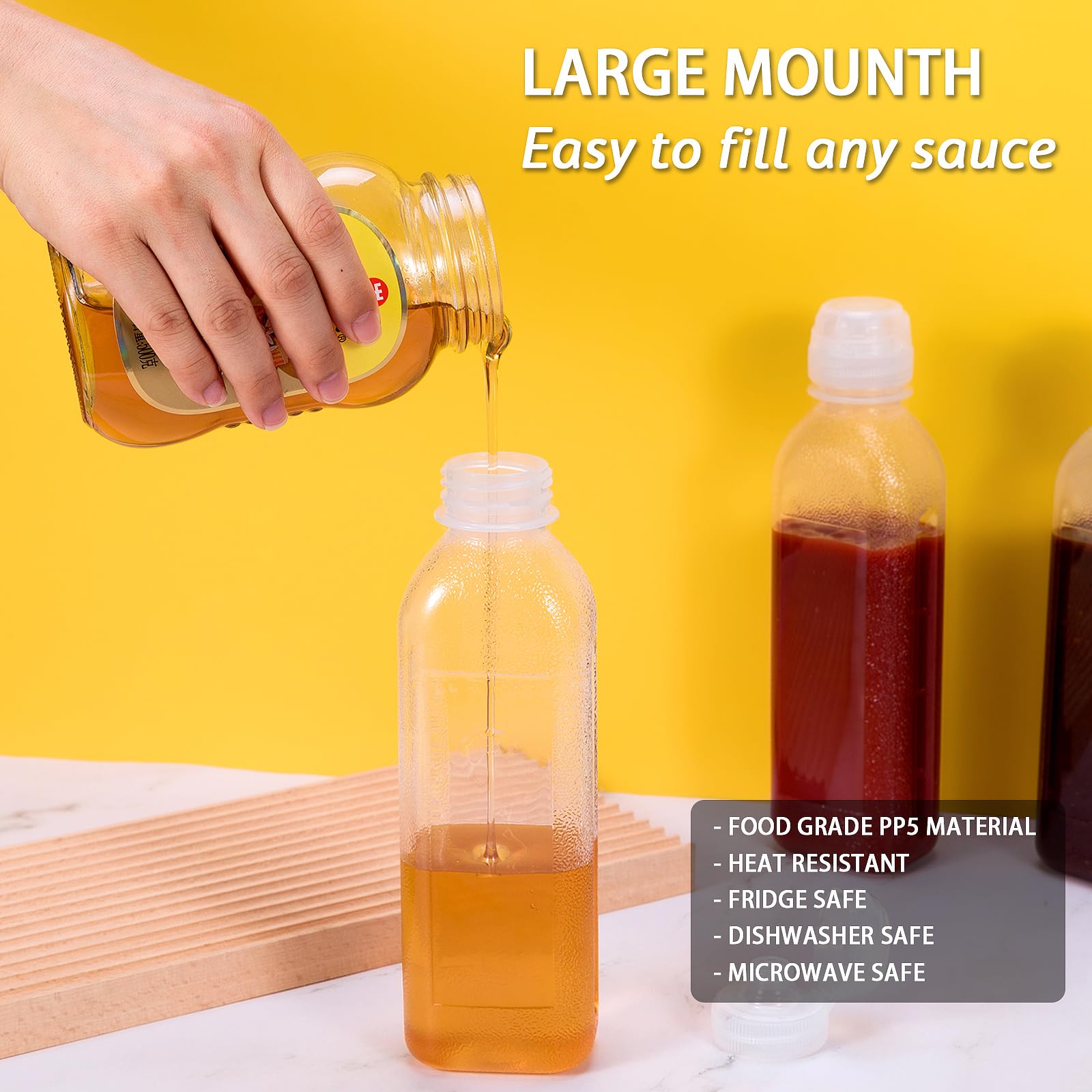 Parbee 10Oz Condiment Squeeze Bottles With Flip Top Lid, 4 Pack Refillable Condiment Containers Ketchup Squeeze Bottles, Leak Pr