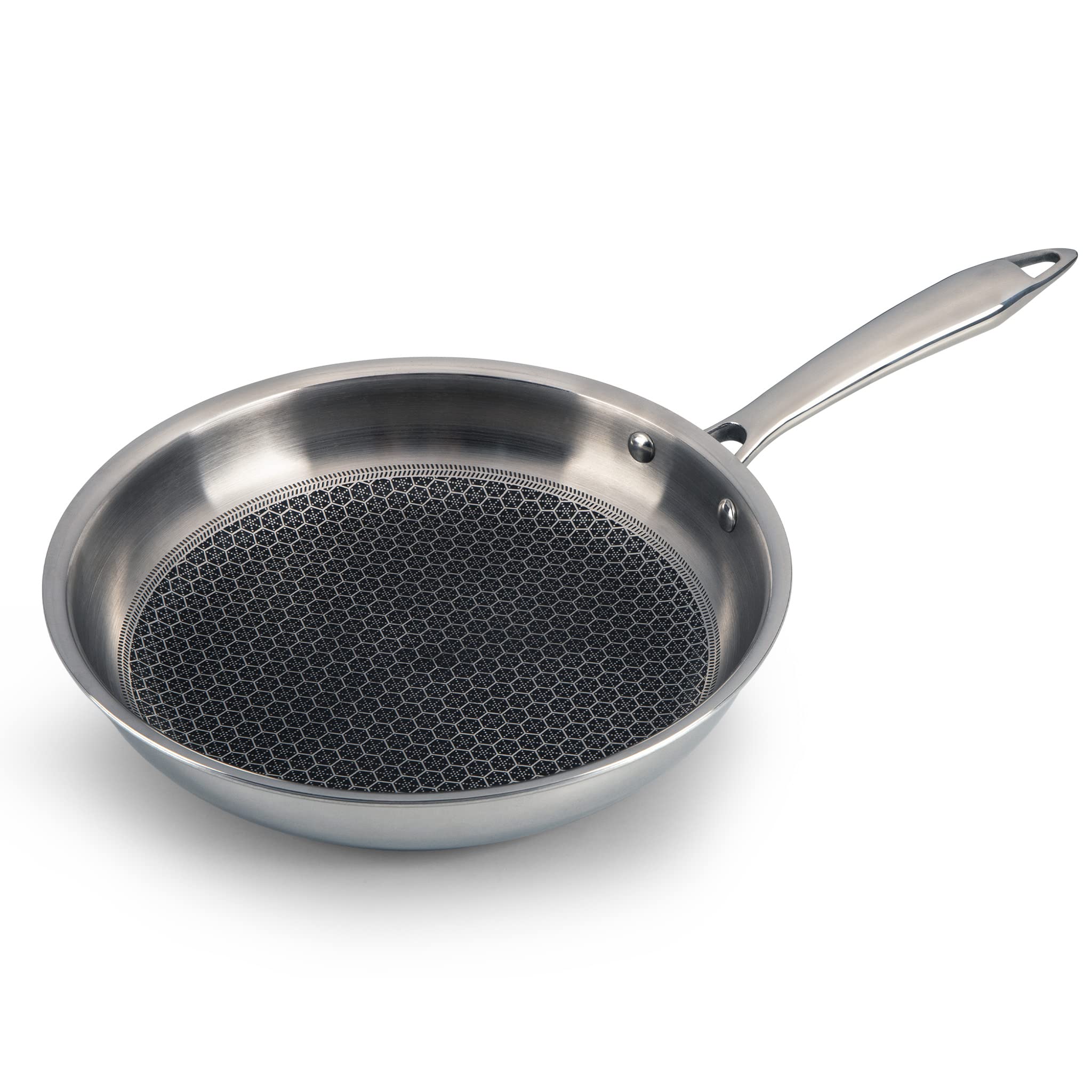 Agaro Royal Honey Comb Frying Pan, 1L Capacity, 22 Cm Diameter, Tri-Ply Steel With Honey Comb, Riveted Handle, Food Safe & Pfoa 