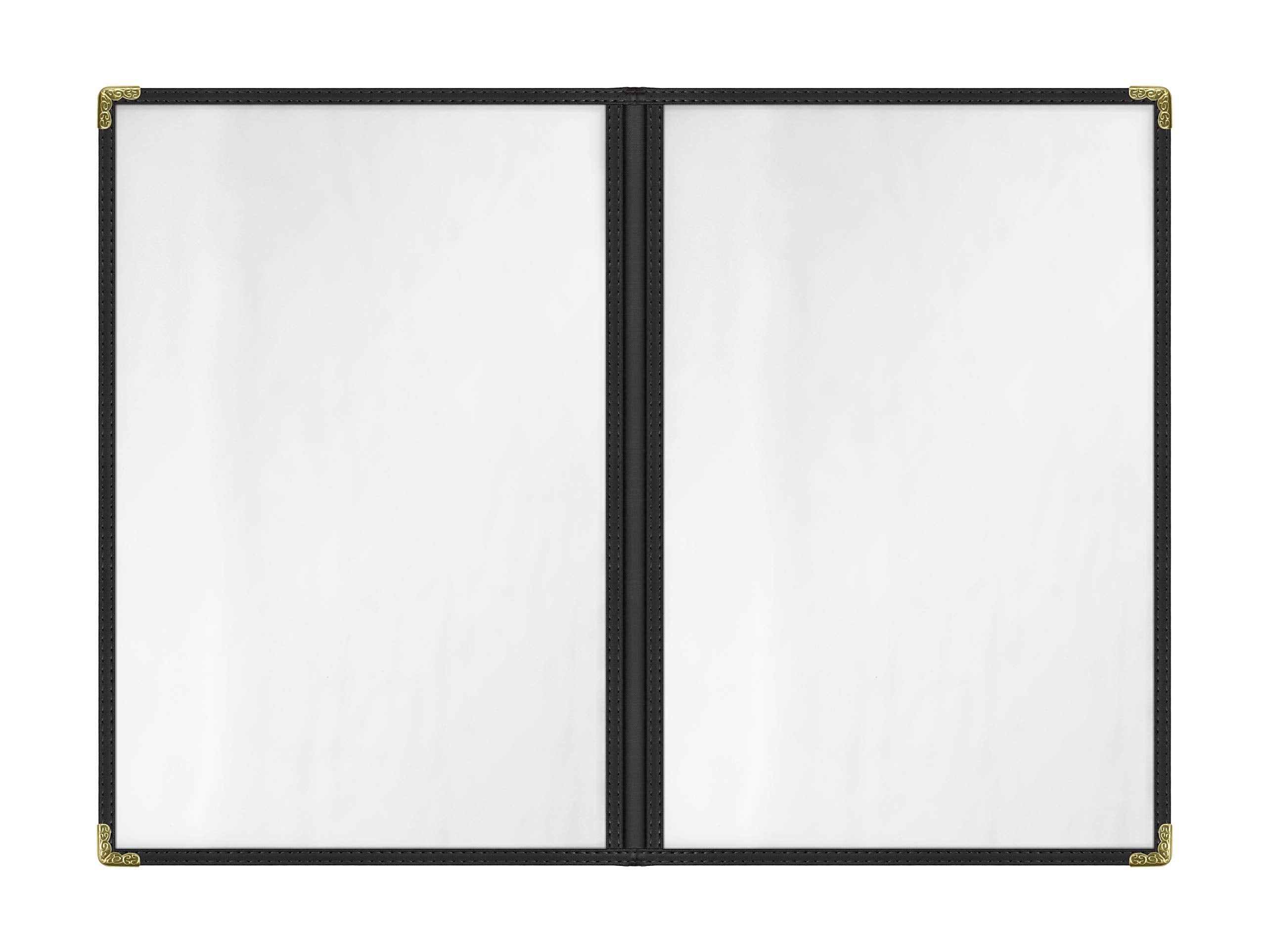 Goodsmart Restaurant Menu Covers - Black 25 Pack, 4-View 8.5 '' X 14 '', Side-Loading Vinyl & Plastic Menu Holders, Clear Menu S