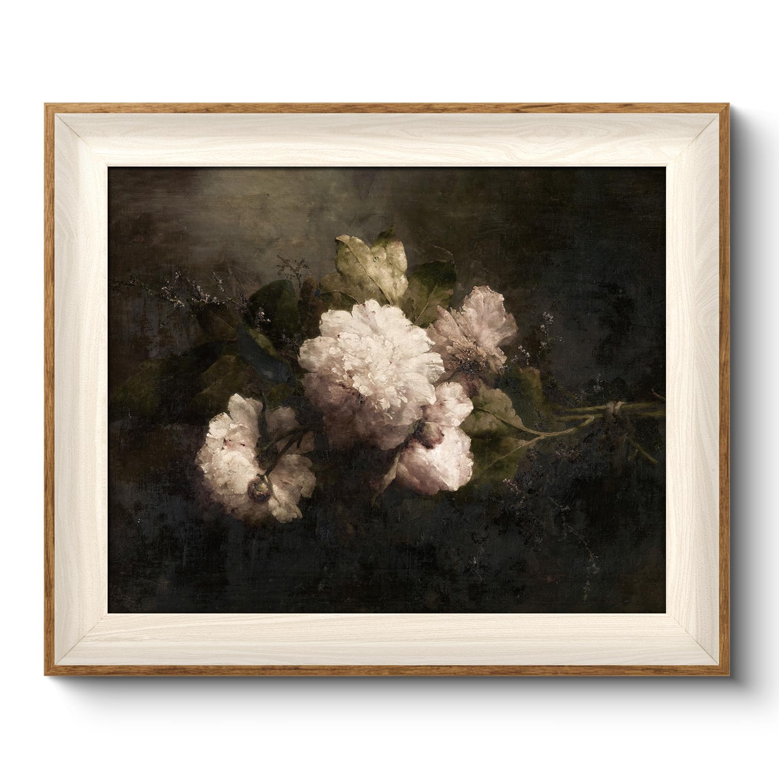 Viyyiea Framed Canvas Wall Art, Vintage Wall Art For Living Room, Flowers Oil Painting Picture Summer Home Decor Bathroom Wall D