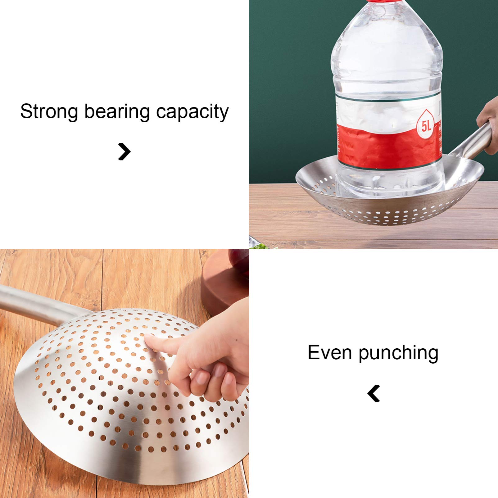 Yardwe Noodle Spoon Stainless Steel Skimmer Spoon Slotted Strainer Ladle Fine Mesh Wire Oil Filter Mandarin Colander Scoop For K
