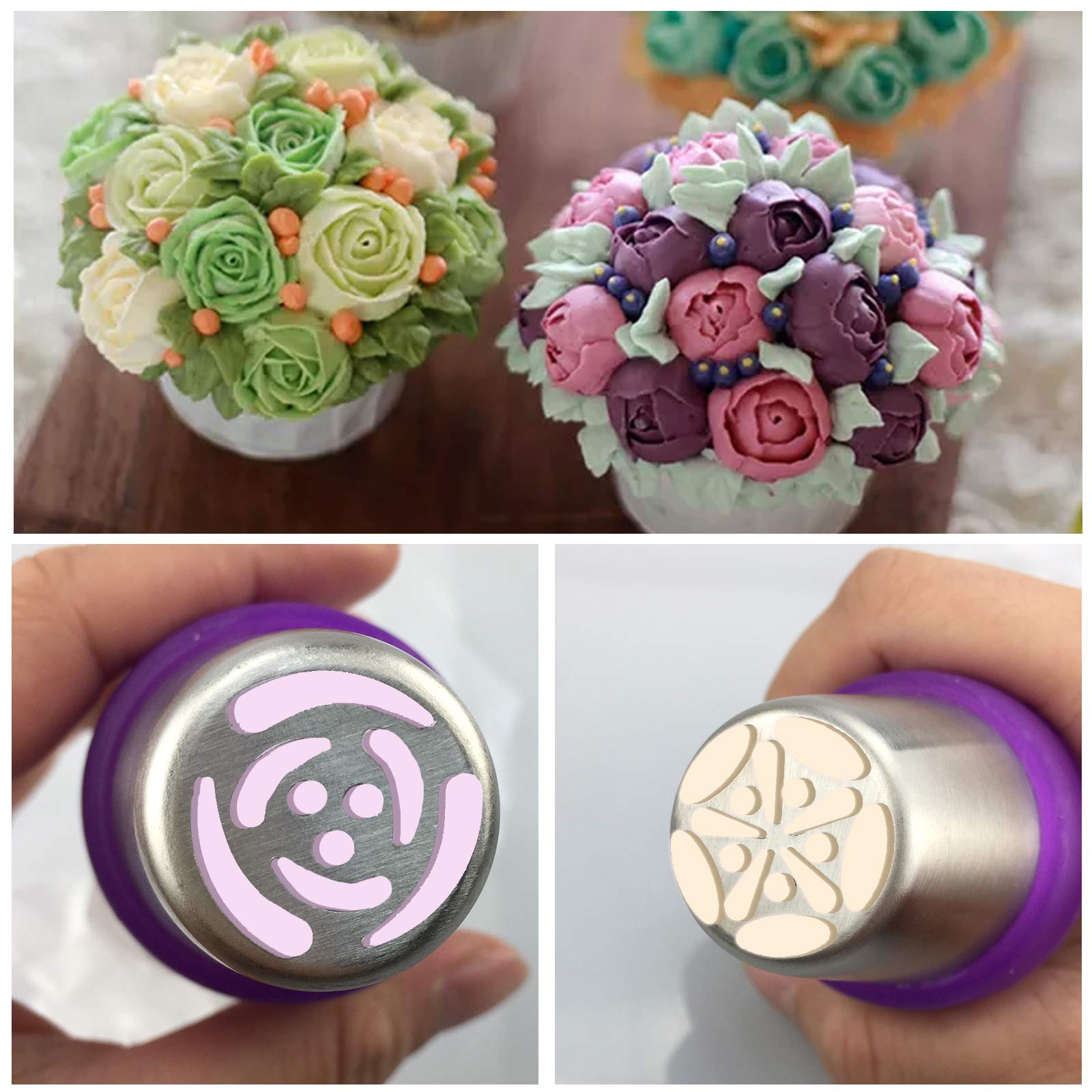 27Pcs Russian Piping Tips Set,Flower Frosting Tips For Cake Cupcake Decorating,12Russian Icing Tips,2Leaf Piping Tips,10Disposab