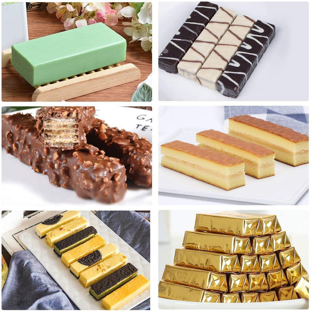 Rotdam Large Rectangle Silicone Mold 2 Pcs 8-Cavity Granola Bar Nutrition Cereal Bar Moulds Baking Pan For Energy Bar Chocolate