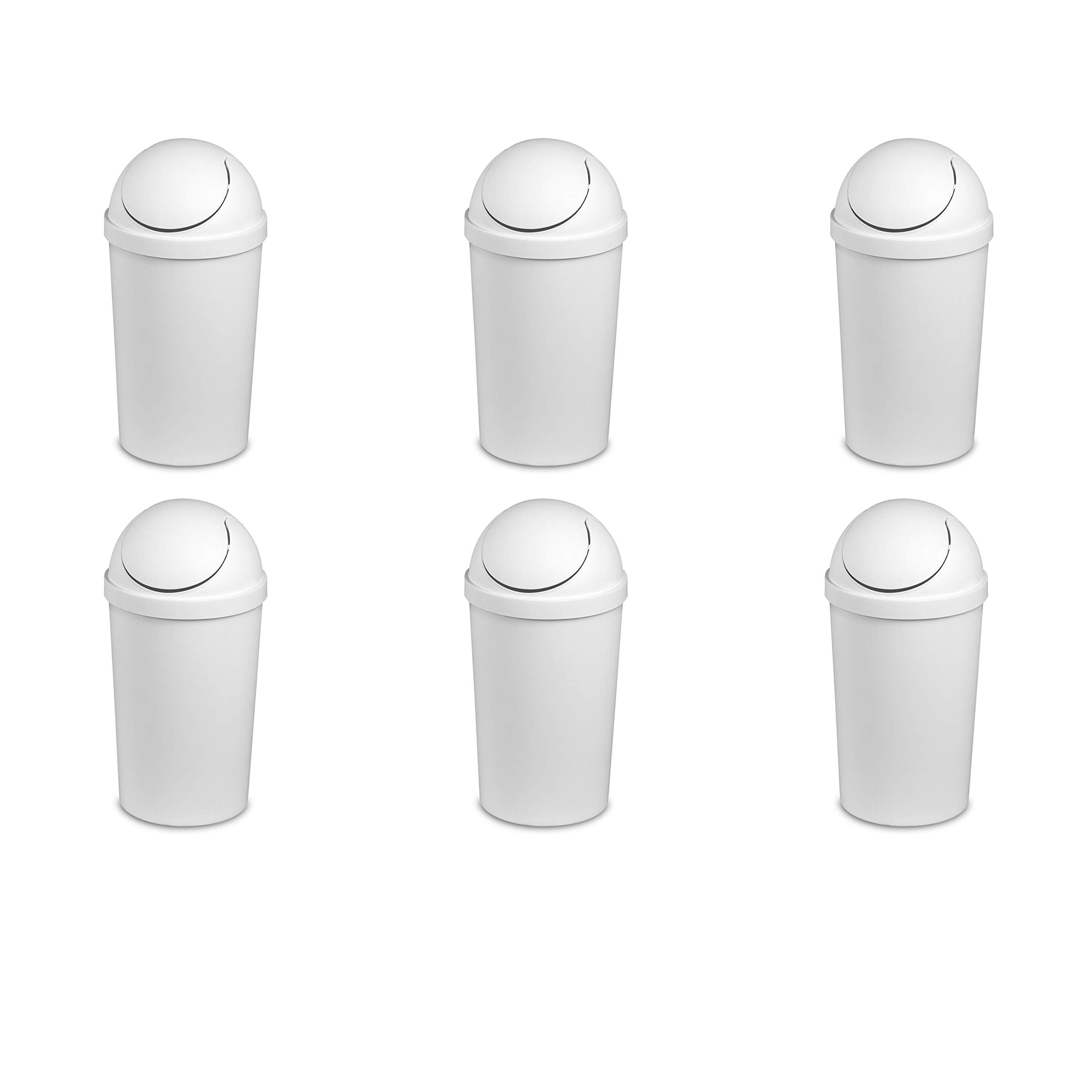 Sterilite 3 Gallon Round Swingtop Wastebasket With Lid, Small Plastic Trash Can For The Bathroom, Bedroom, Dorm Or Home Office,