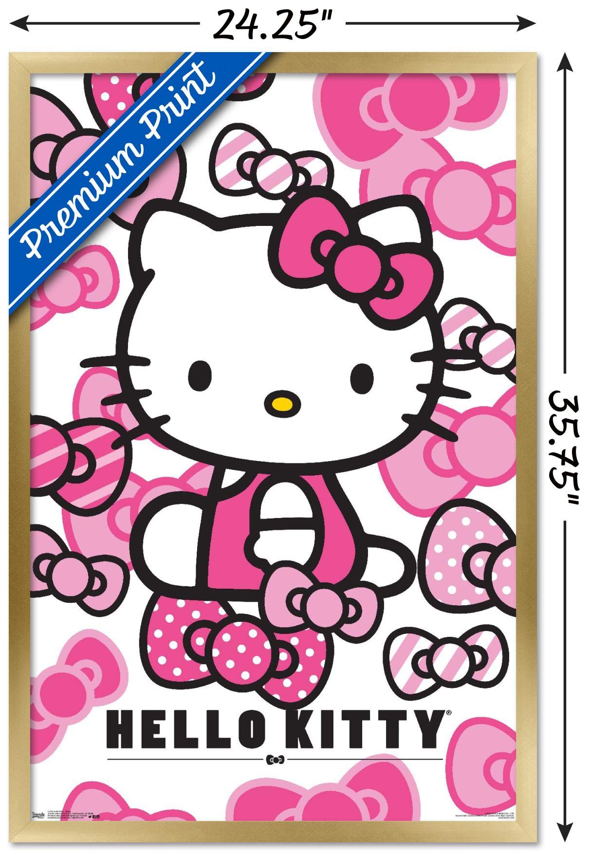 Trends International Hello Kitty - Bows Wall Poster, 22.375'' X 34'', Gold Framed Version