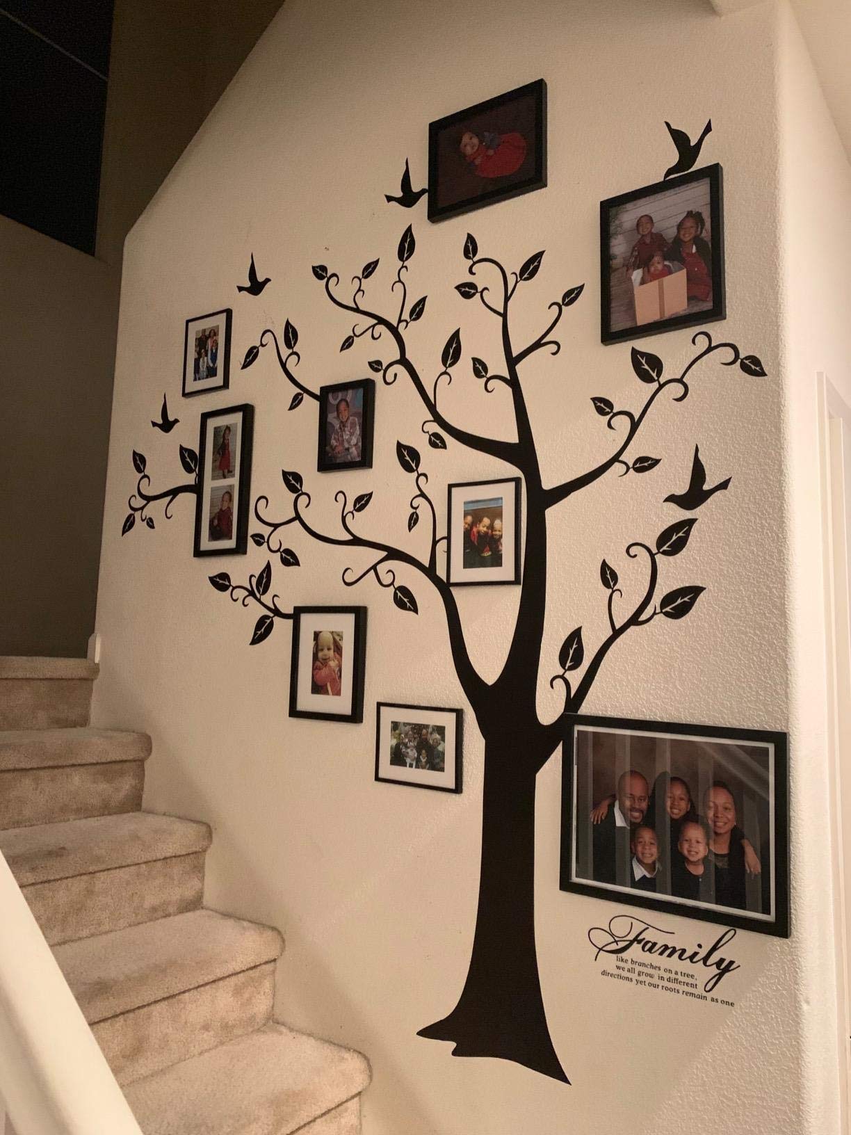 zhiyu&art Decor Large Family Tree Wall Decor, Black Vinyl Photo Frame Sticker for Living Room