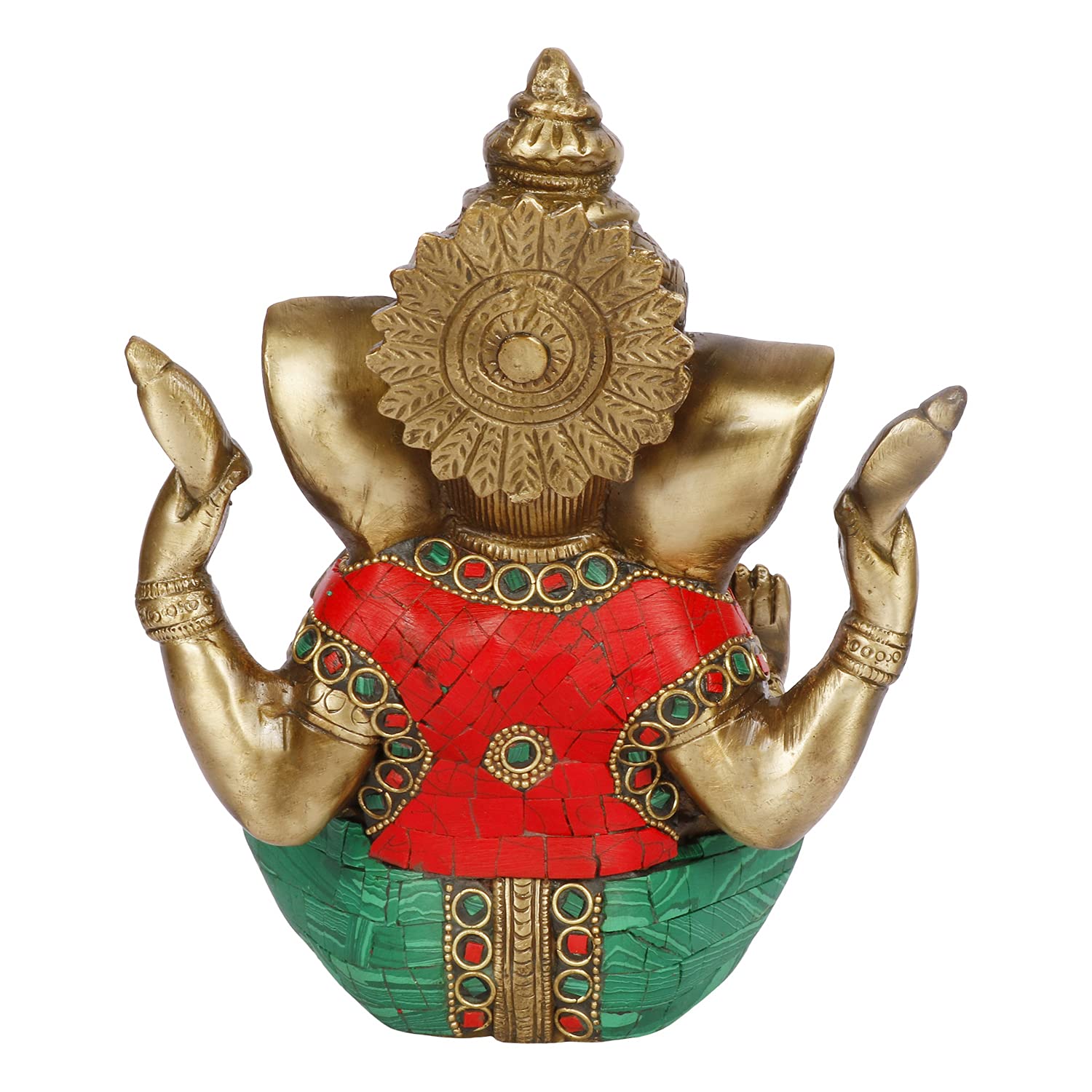 Artvarko Ganesha Statue Idol Brass With Turquoise Taj Ganesh Idol Sculpture For Home Pooja Entrace Dcor Good Luck Vastu Decorati