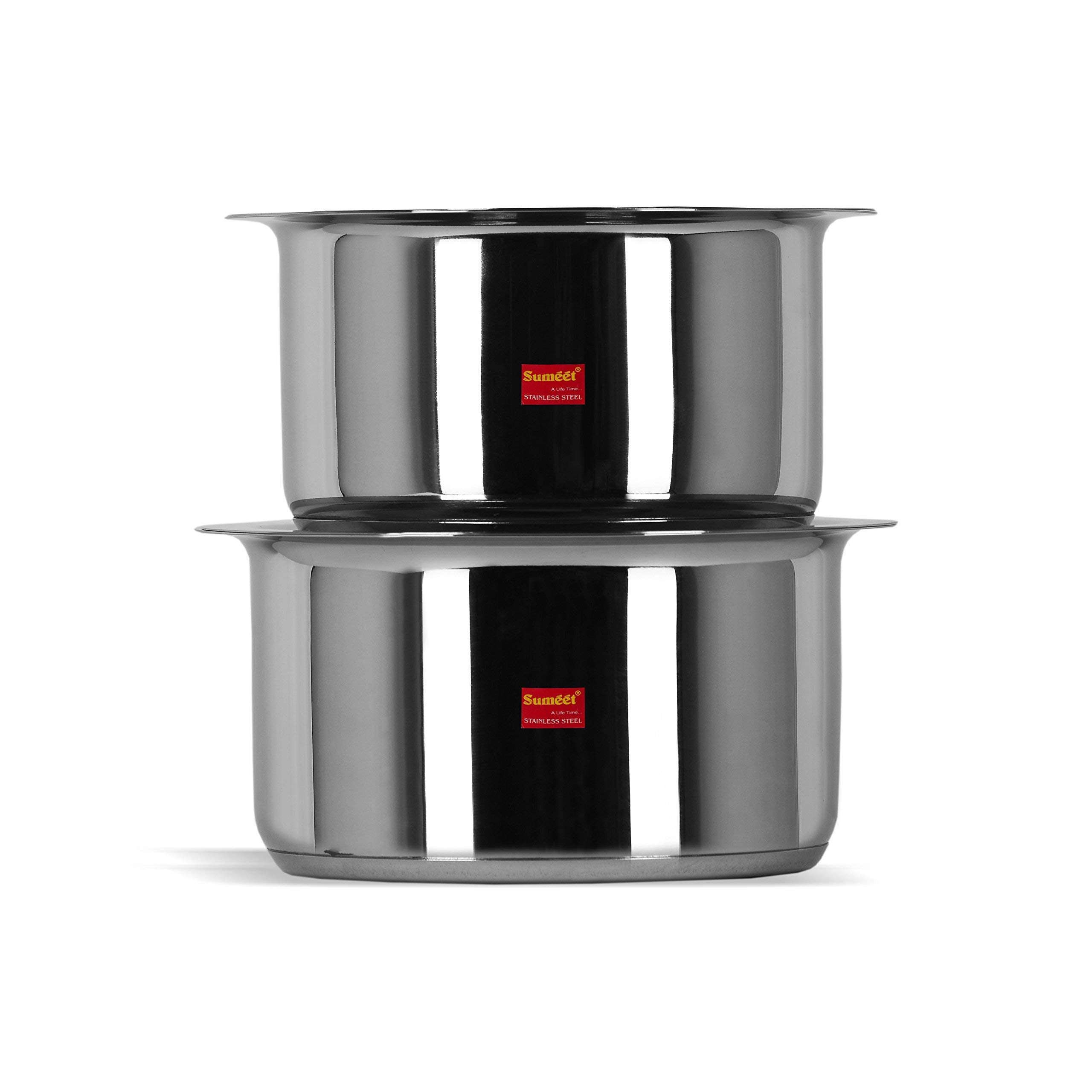 Sumeet 2 Pcs Stainless Steel Induction Bottom (Encapsulated Bottom) Induction & Gas Stove Friendly Container Set/Tope/Cookware S