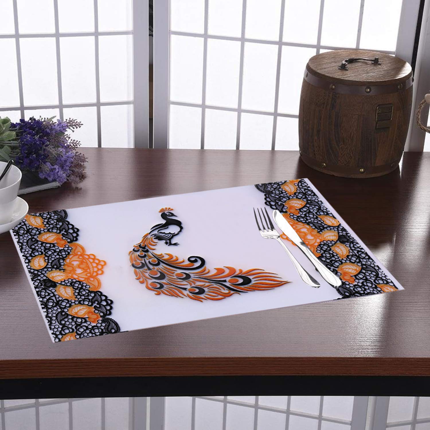 Kuber Industries Pvc 6 Pieces Dining Table Placemat Set (White) -Ctltc011130