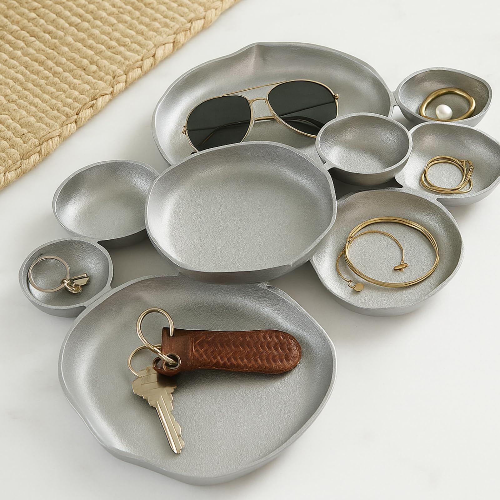 Cluster Decorative Bowls, Bright Silver Brass - Decoration