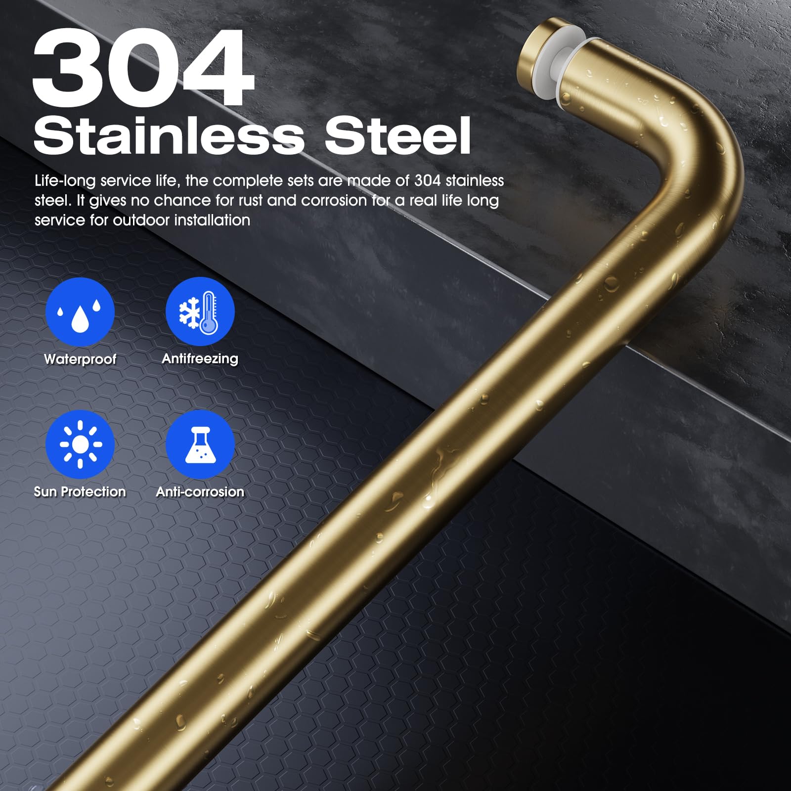 Ranbo Glass Shower Door Towel Bar 20 Inch Stainless Steel Sliding Shower Door Handle Replacement With Satin Gold Finish For Comm