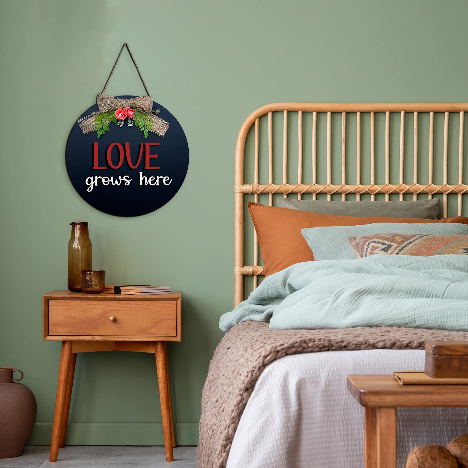 Chalk My Theme Love Grows Here Wall Hanging Decor For Living Room Stylish Aesthetic Room Decor Items Decoration For Living Room