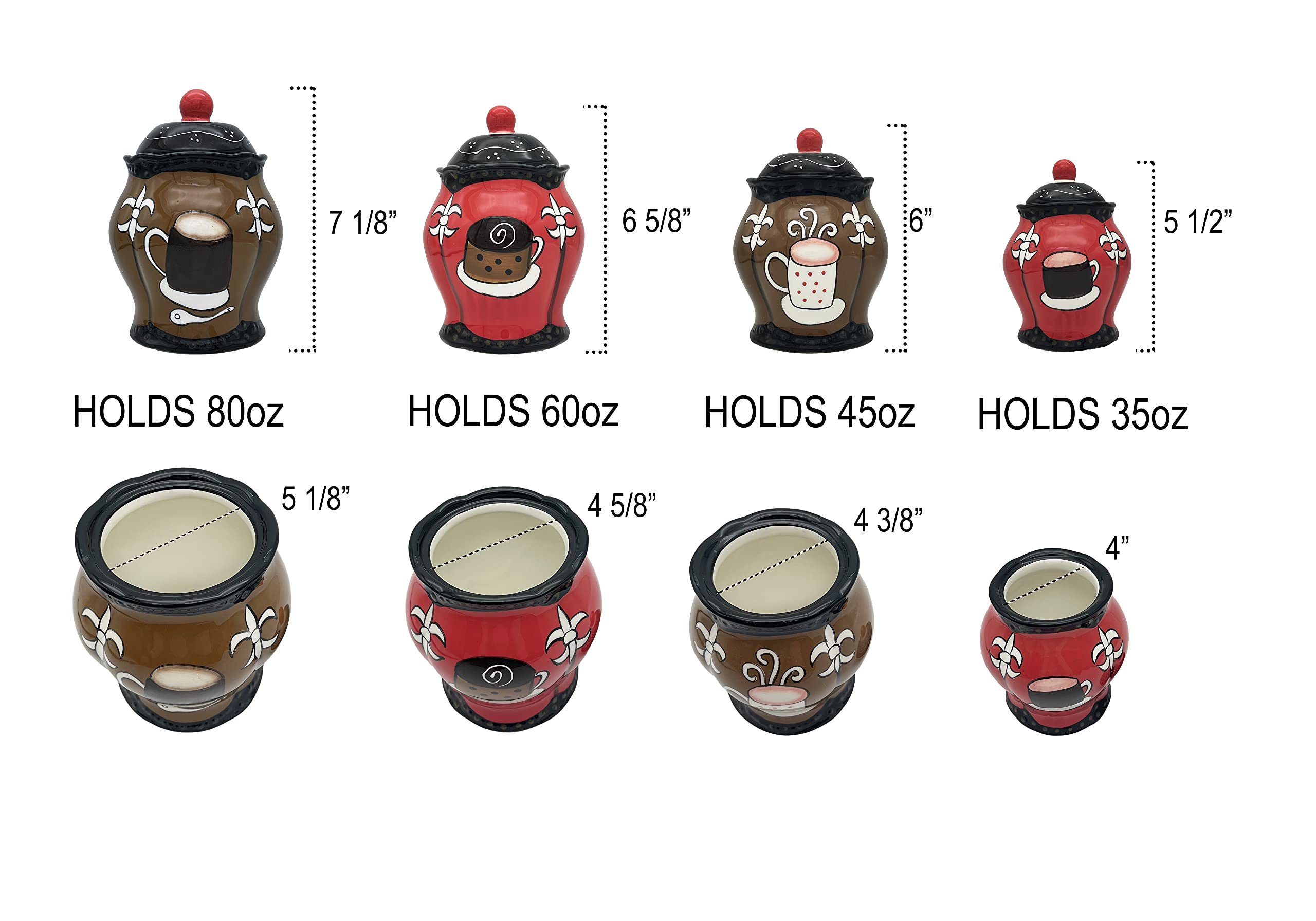 ACK Tuscany Colorful Coffee Bean Collection (4PC Canister Set)