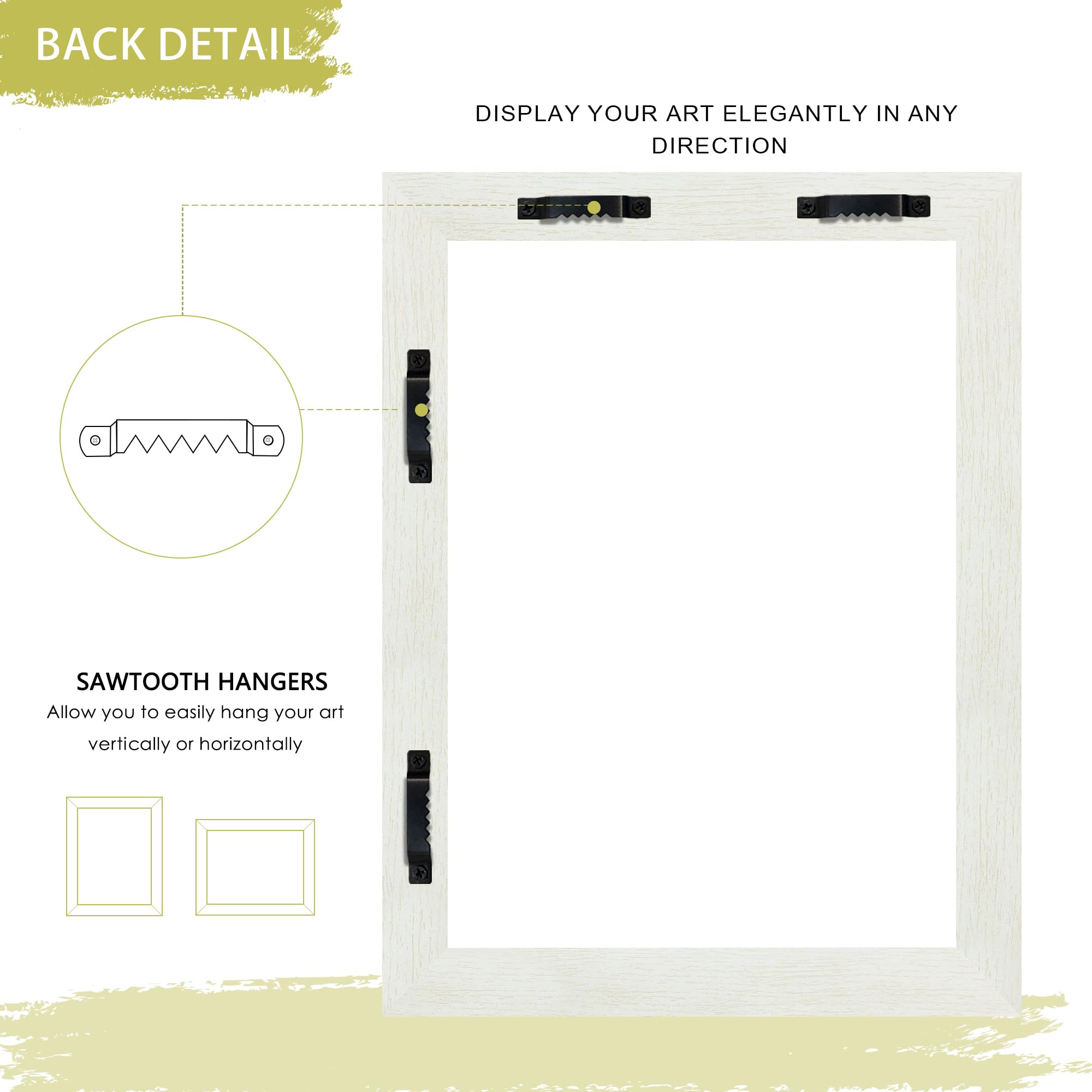 Abtgt 18x24 Canvas Floating Frame with 0.9 Deep, White Floater Frame for Canvas Paintings with Adhesive, Vertical or Horizontal