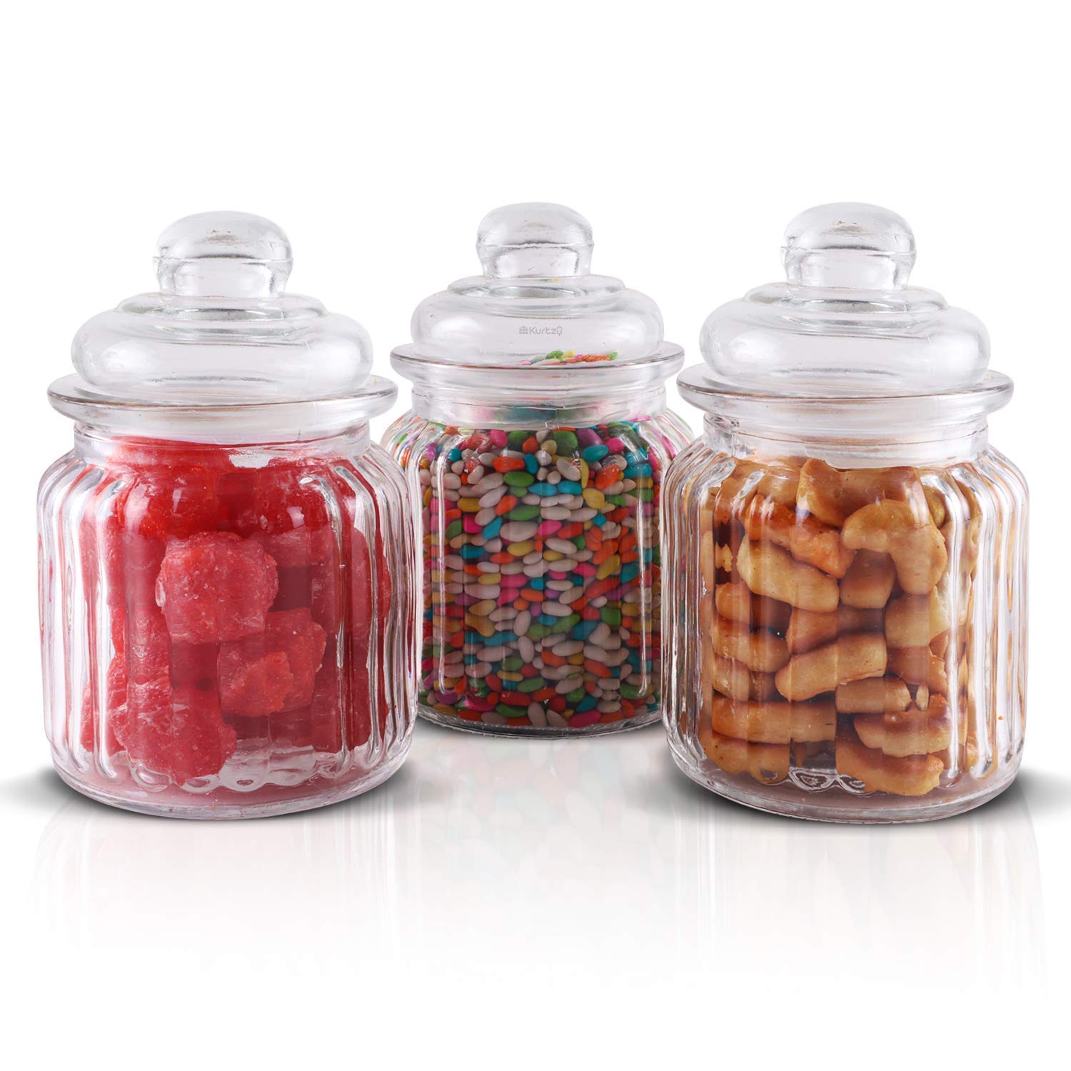 Kaqer Pop Glass Jar And Container With Air Tight Lid For Kitchen Storage, Storage Containers For Canning Cereal, Pasta (350, Cir