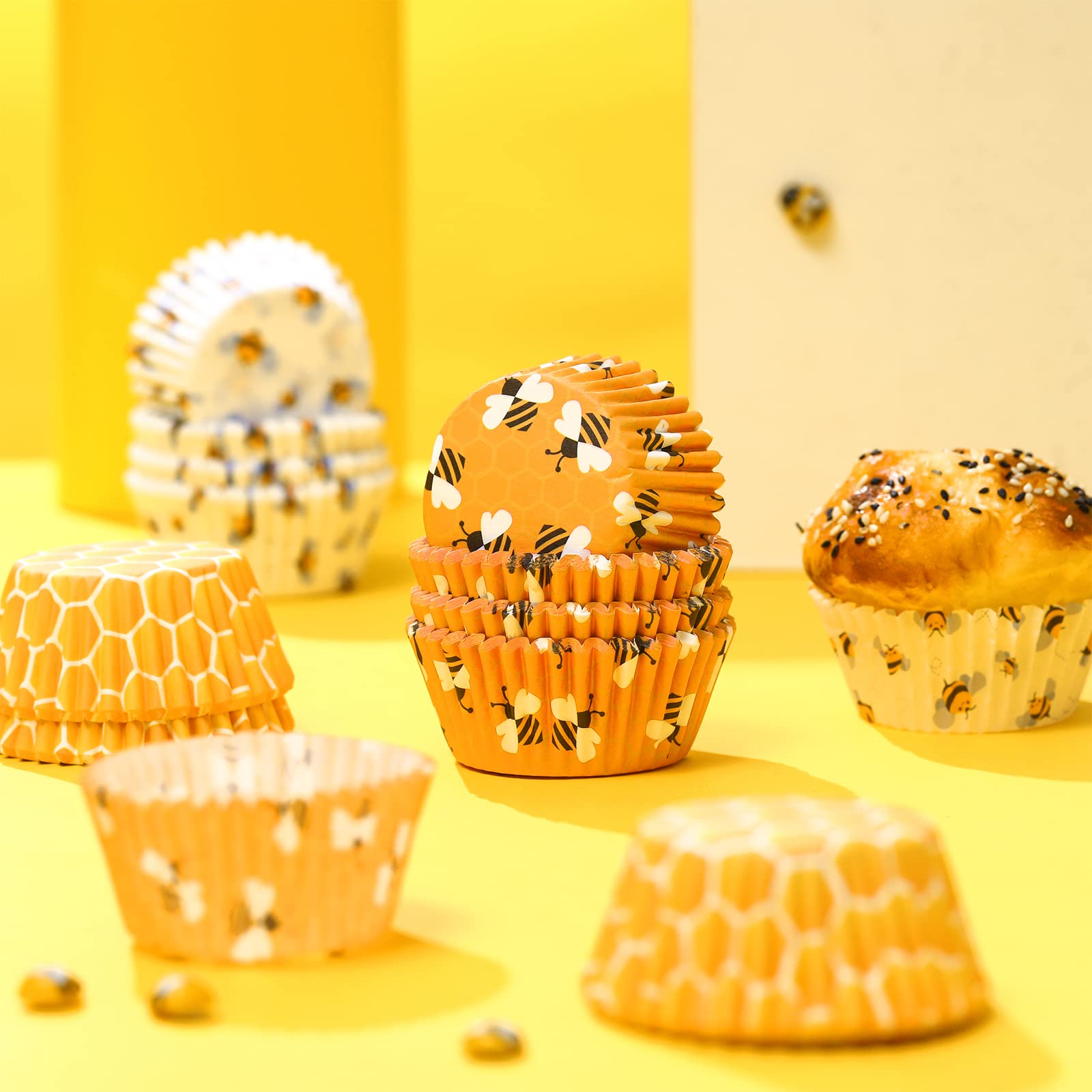 300 Count Honey Bee Cupcake Wrappers Bee Party Cupcake Cups Yellow Cupcake Liners For Bee Party Decorations Baby Shower Gender R