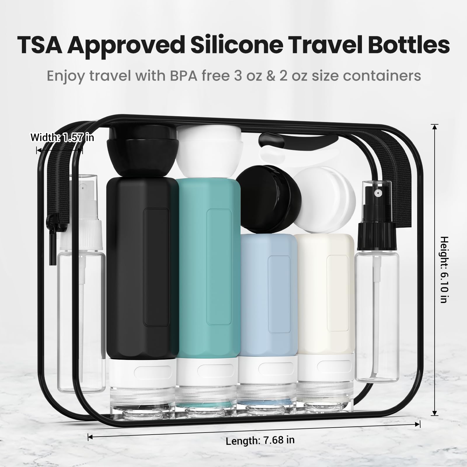 Ruinovate 17 Pack Travel Bottles For Toiletries, Tsa Approved Travel Size Toiletries Bottles, Leak Proof Travel Size Containers,