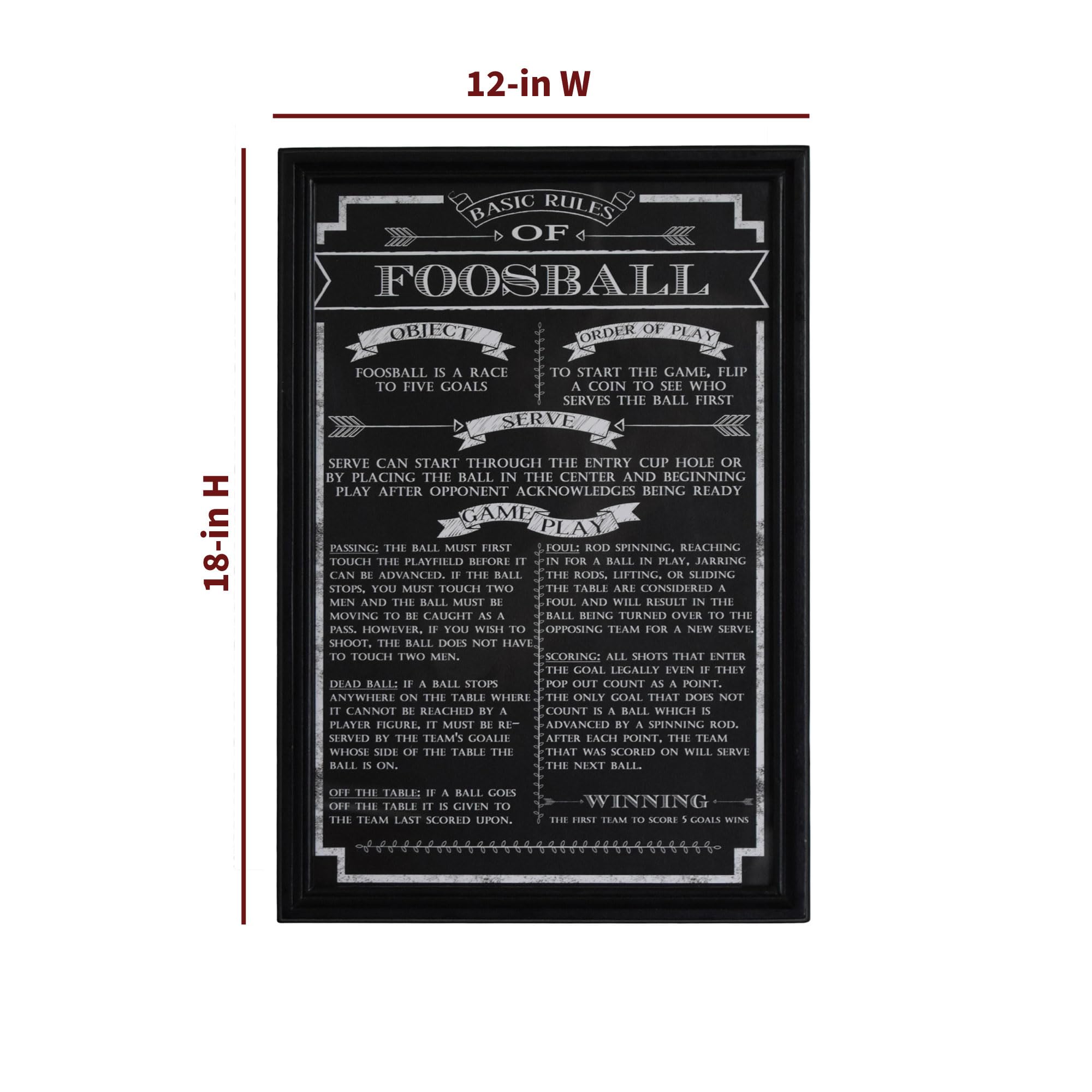 Hathaway Foosball Game Rules Wall Art BLACK