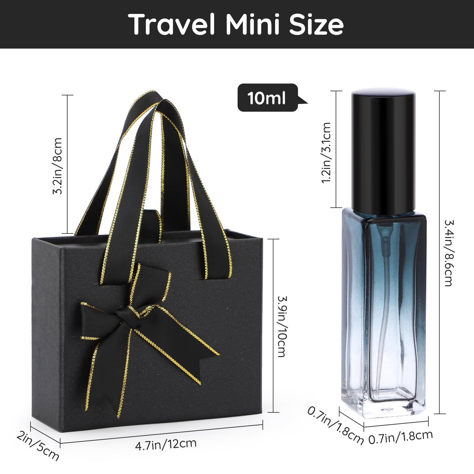 Segbeauty Glass Perfume Bottles Empty, 6 Pack 10Ml Mini Perfume Atomizer Set With Black Gift Box, Refillable Perfume Bottle Trav