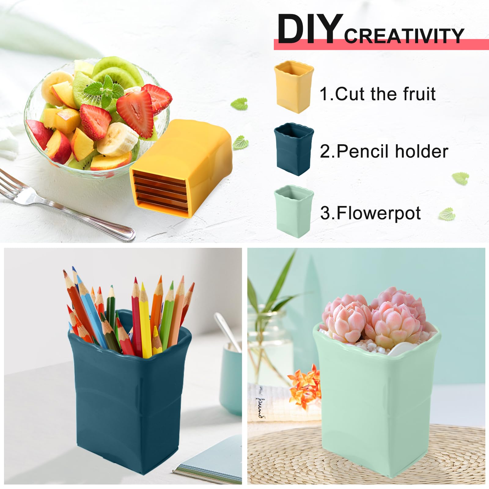 3 Pcs Cup Slicer With 3 Pcs Gap Cleaning Brushes Stainless Steel Strawberry Slicer Banana Slicer Fruit Slicer Fruit Cutters Mult
