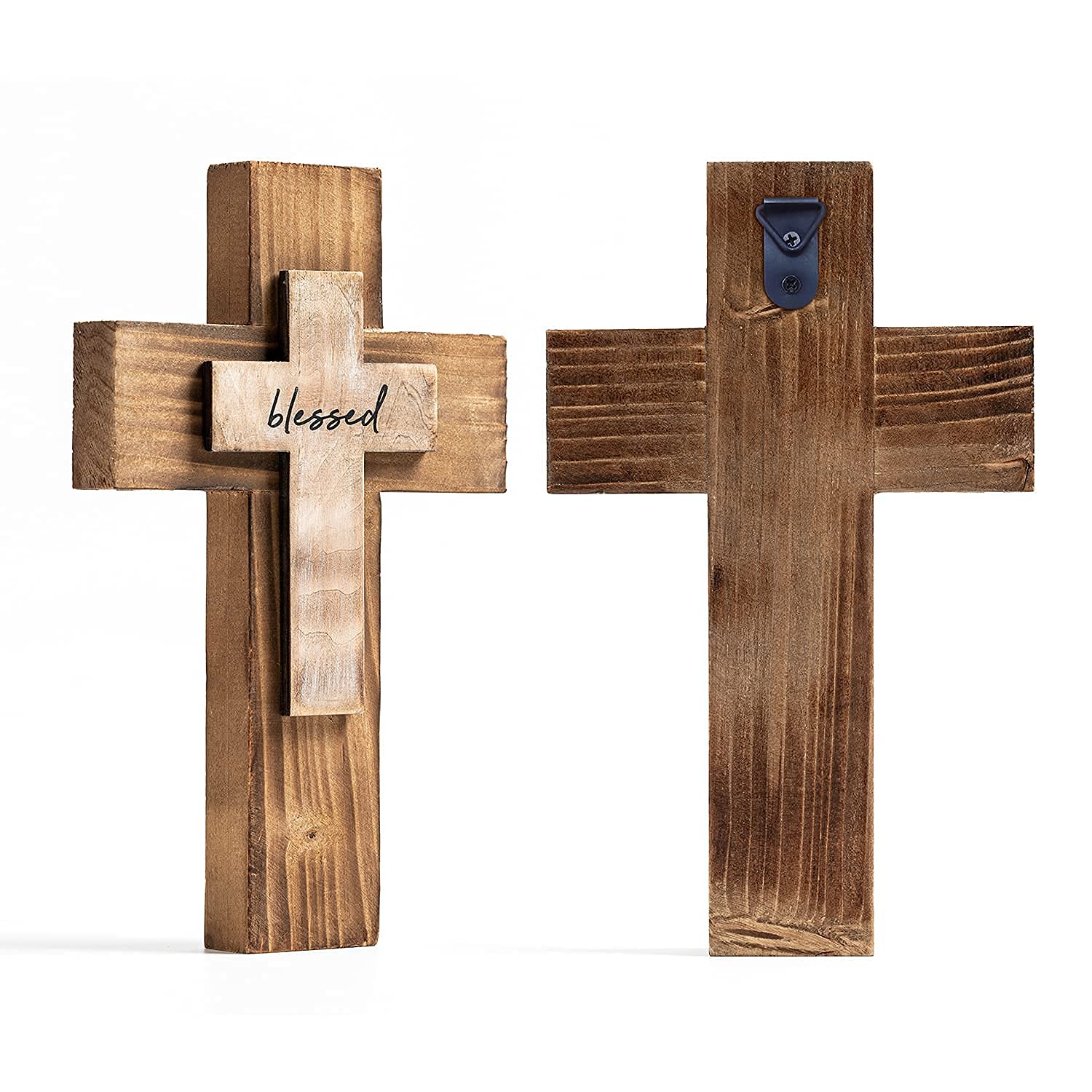 OKSQW Wall Wooden Christians Cross Spiritual Religious Cross Gifts With Hook on Hanging Wall Or Table With Blessed For Church Ho