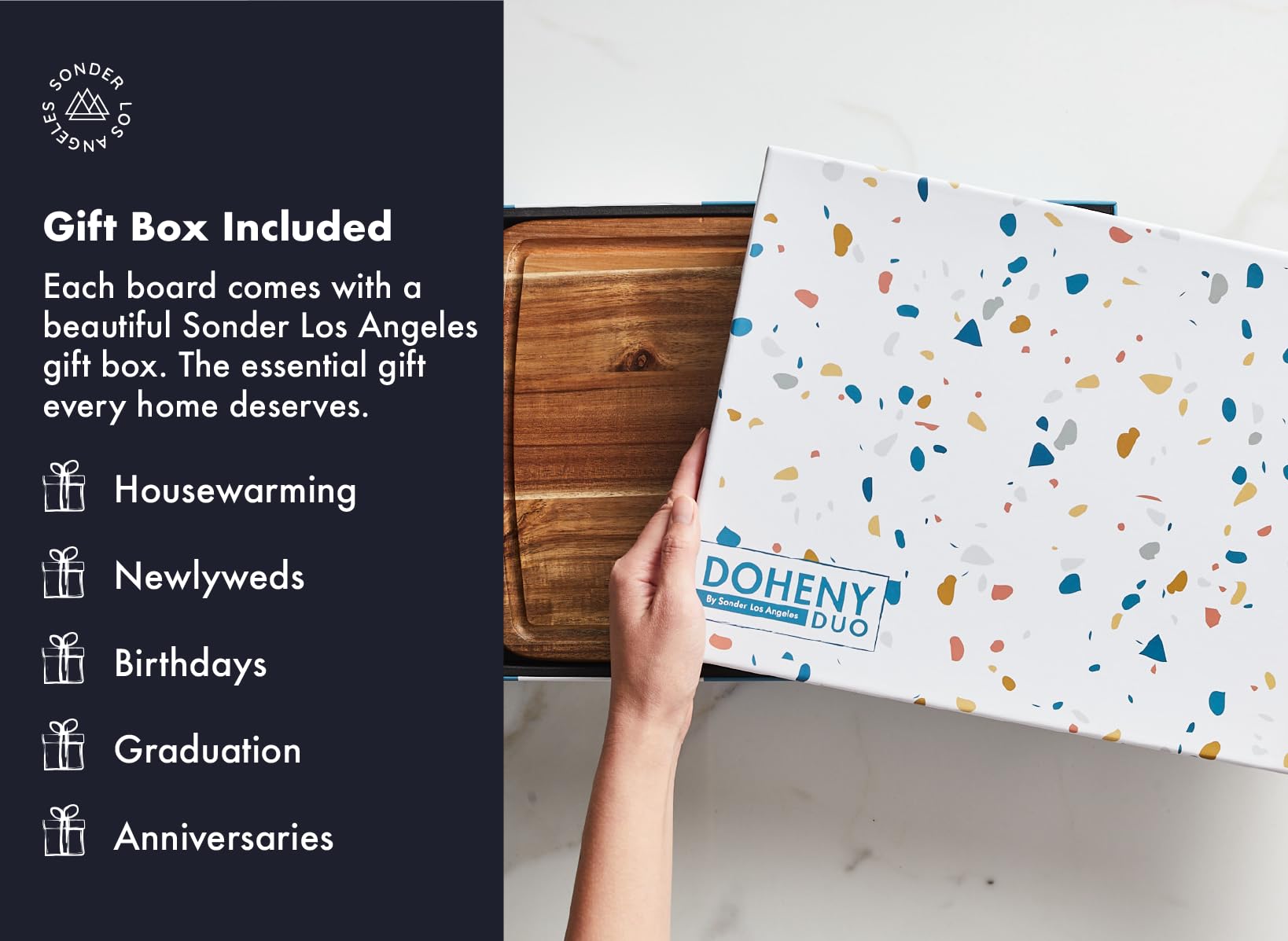 Set of 2 Sonder Los Angeles Acacia Wood Cutting Boards with Juice Groove, Gift Box Included - Small & Medium Sizes: 14x10x1in &