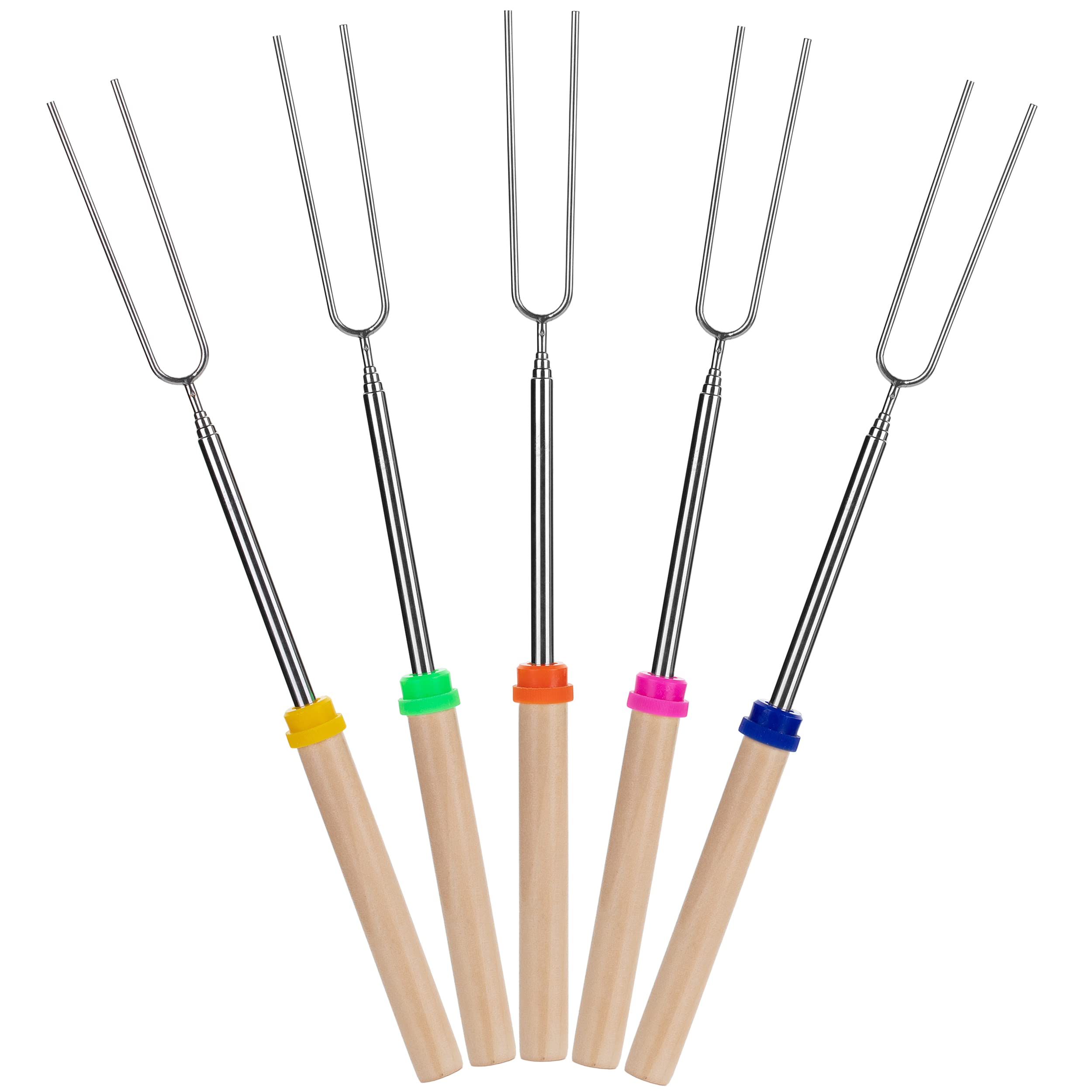 UNCO- Marshmallow Roasting Sticks  5 Pack  32  Extendable Stainless Steel Campfire Smores Sticks  Hot Dog Sticks for Campfire  Roasting Sticks for Fire Pit  Smores Skewers