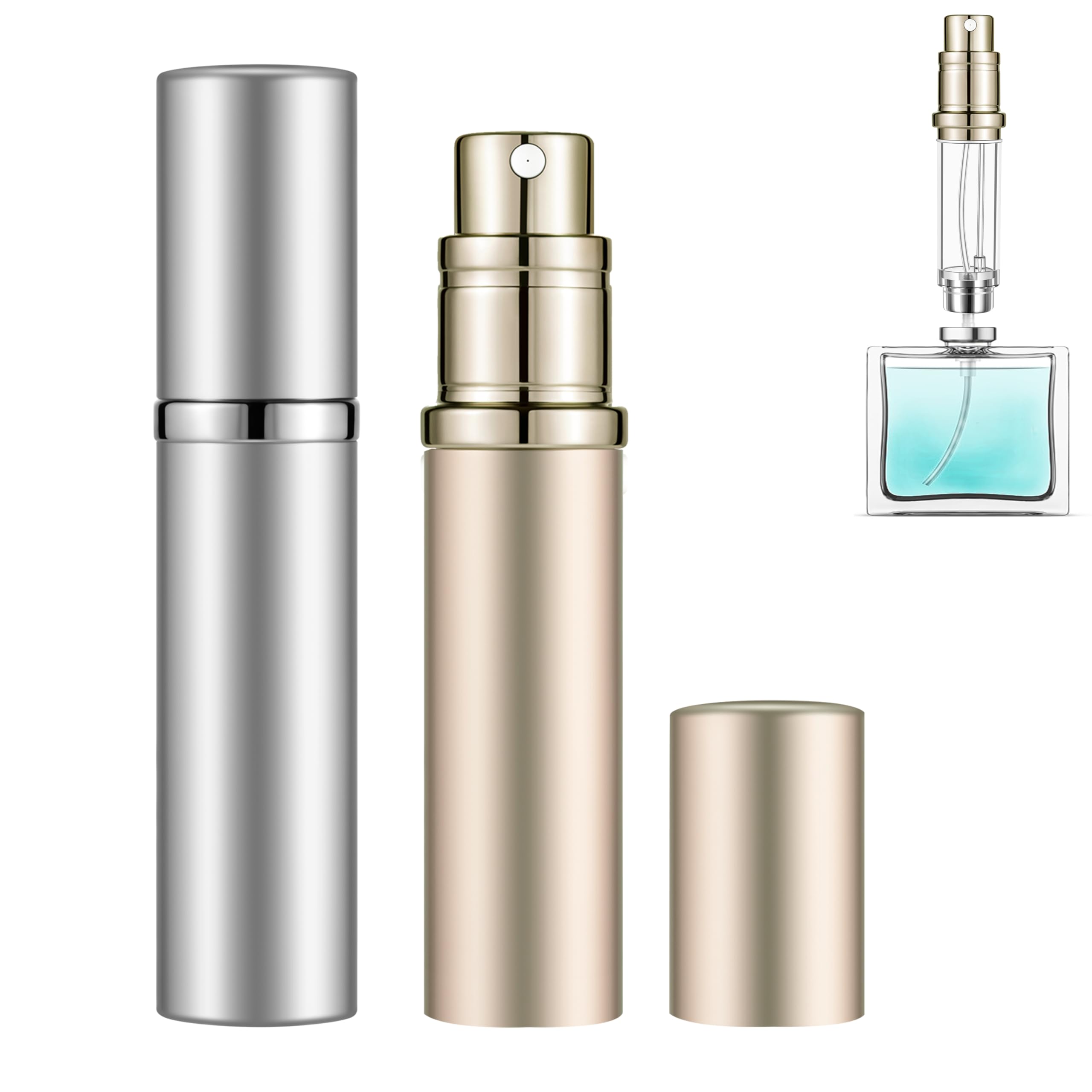 Qavhun Refillable Perfume Atomizer Travel Bottle 2-Pack 5Ml Leakproof Luxury Travel Perfume Refillable Bottle, Portable Fragranc