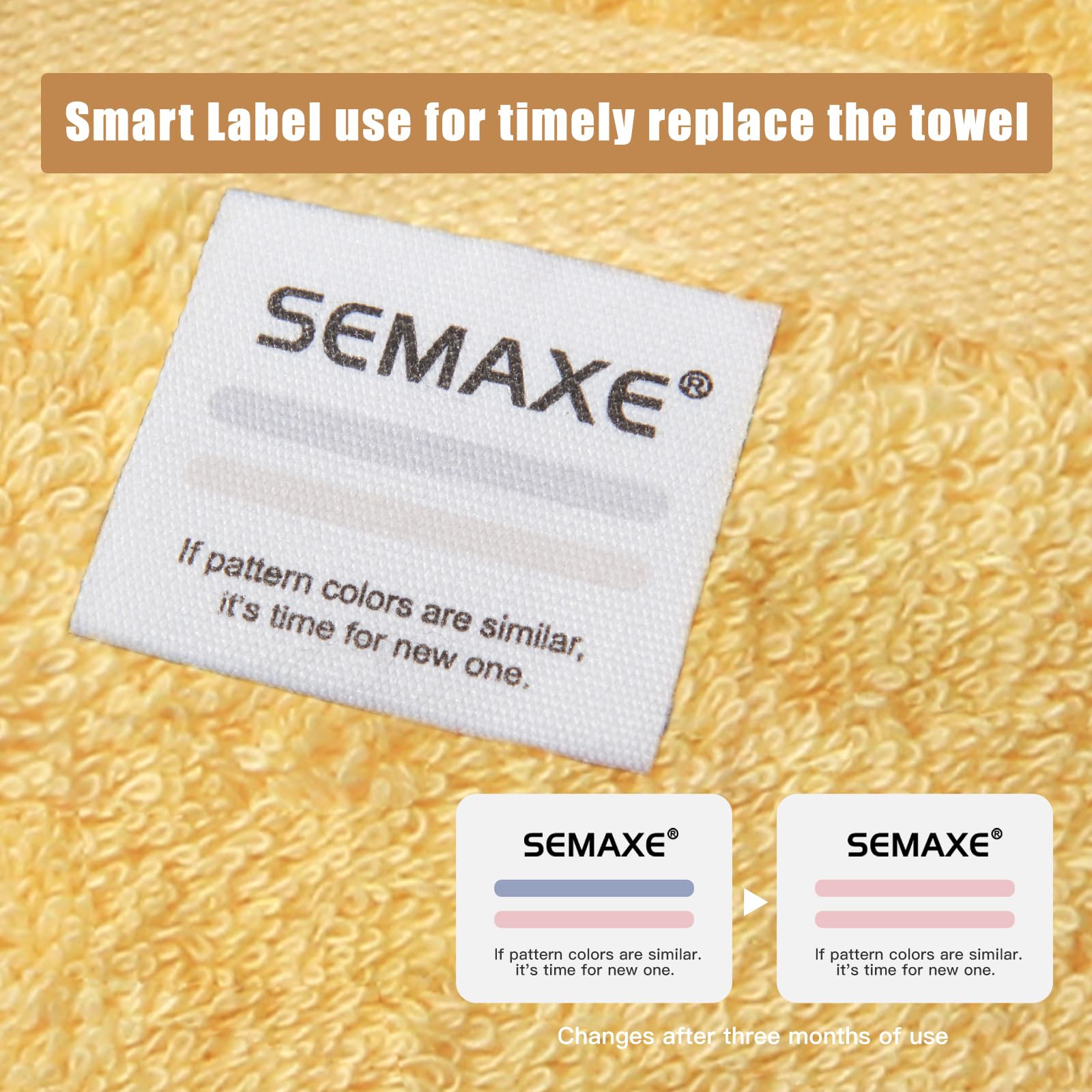 Semaxe Bath Towel Set, 100% Cotton Absorbent Bathroom Towels With Hanging Loops And Nano-Bio Lifecycle Labels, 8 Piece Towel Set