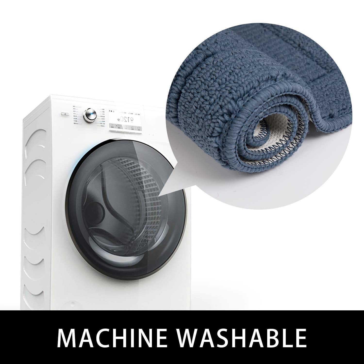 Beqhause 30X18 Inch Kitchen Rug Mat, Durable Anti-Slip Absorbent Dirt-Resistant Pet Mat Machine Washable (Blue)