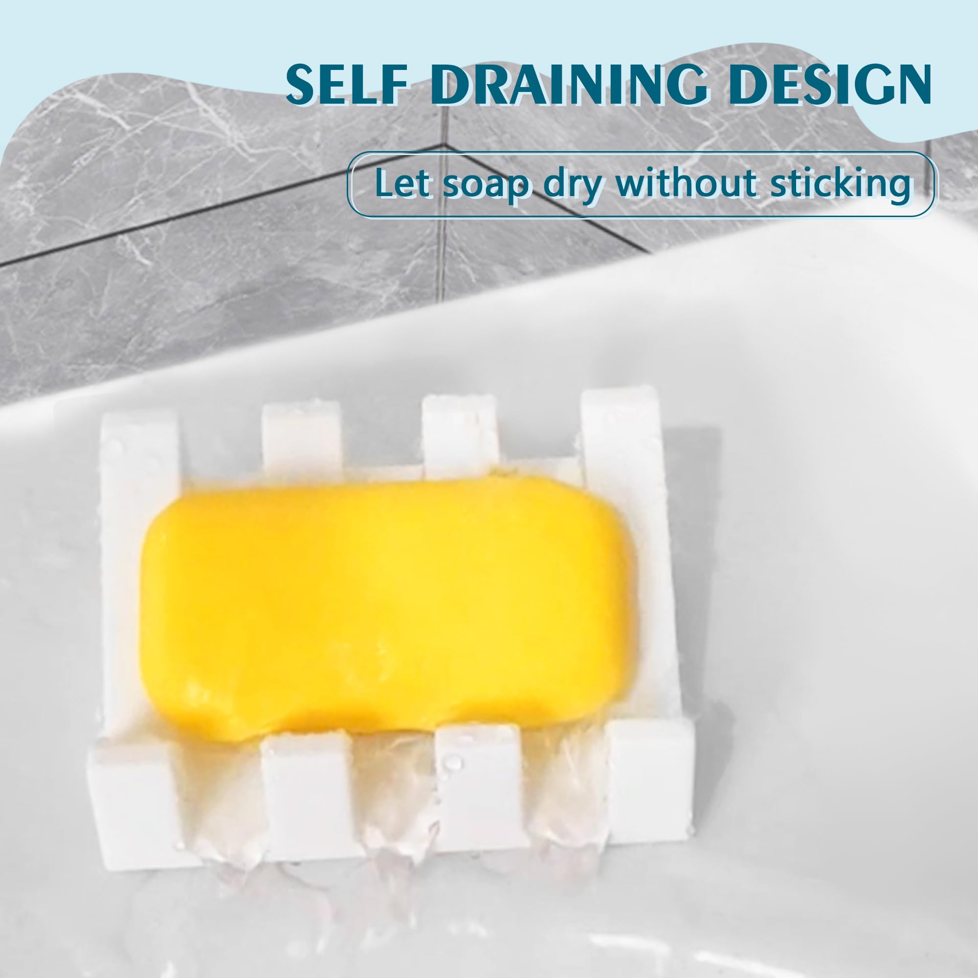 Soap Dishes, Silicone Shower Soap Dish With Drianage, Bar Soap Holder & Saver Waterfall Self-Draining To Keep Your Bar Soap Orga