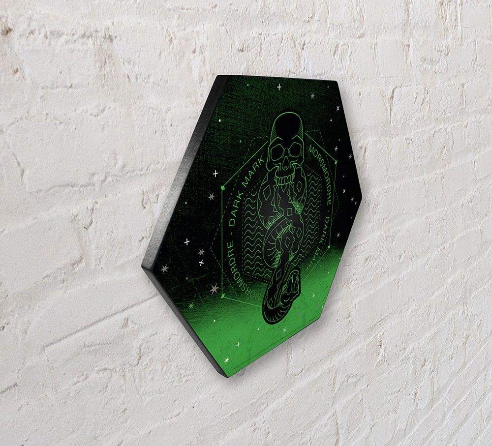 Harry Potter - Death Eater Dark Mark - Lord Voldemort Symbol - 11.5    X 10    Hexagon Shaped Knexagon Wood Print - Desktop Art,