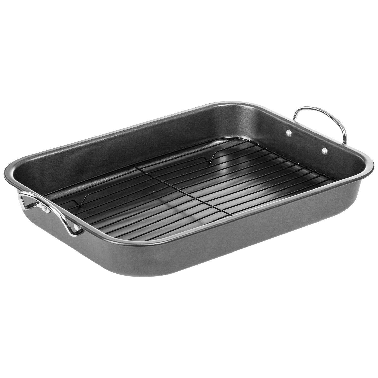 Imperial Home Carbon Steel Roasting Pan With Flat Rack, Roaster With Baking Rack, Nonstick Pan, Deep Lasagna Pan, Pans For Cooki