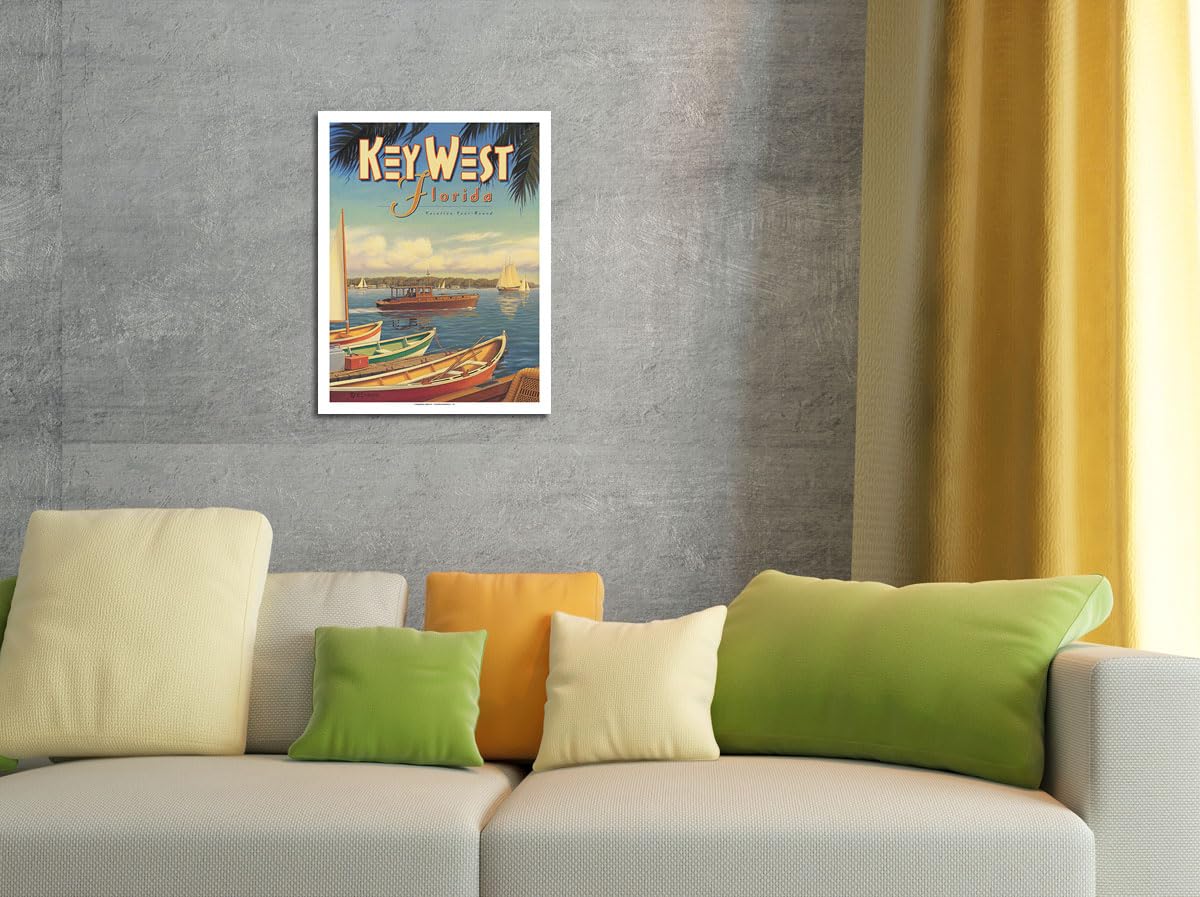 Key West Florida - Vacation Year-Round - Ernest Hemingway'S Yacht Pilar - Vintage Travel Poster By Kerne Erickson - Bamboo Fine