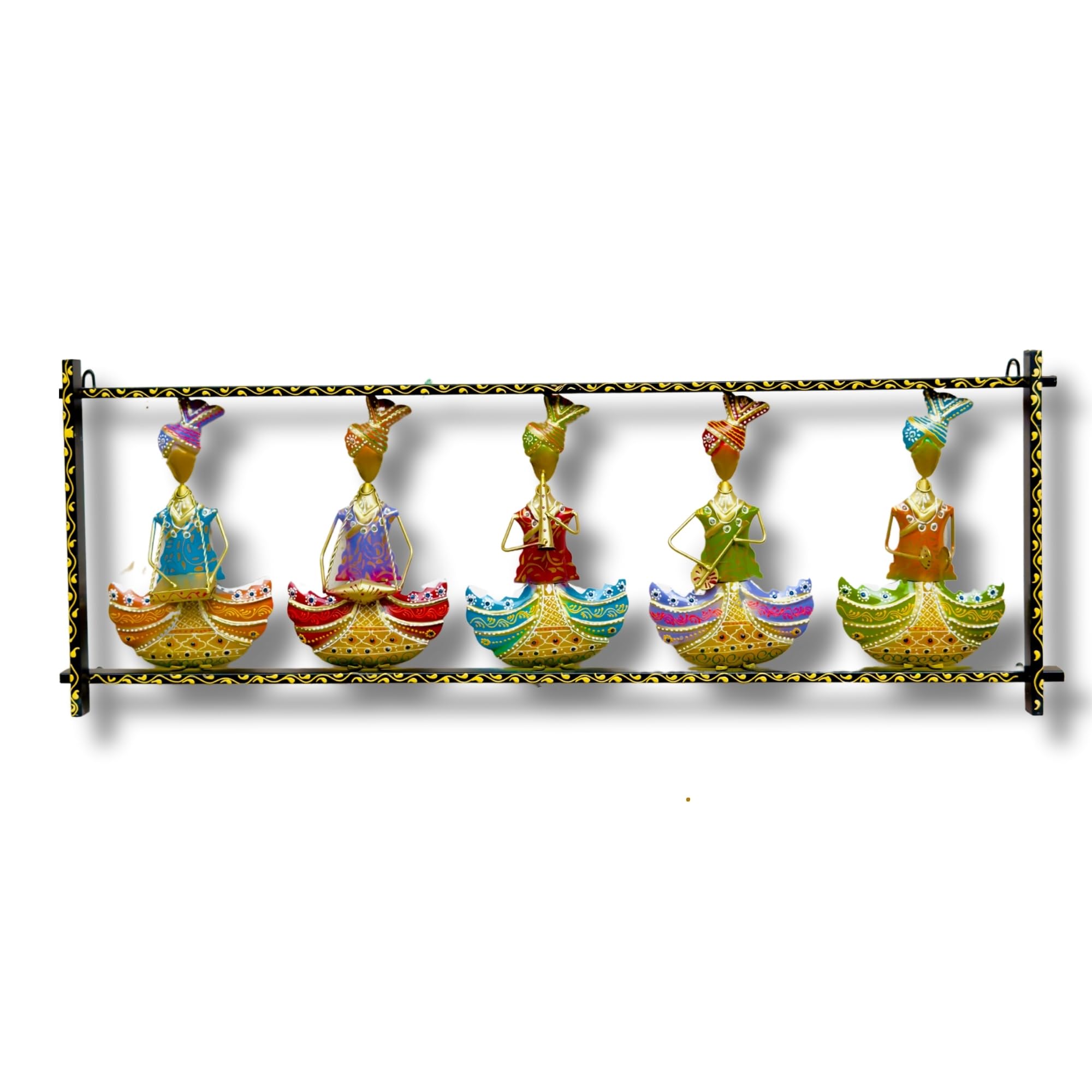 Rsn Metal Wall Hanging Of 5 Rajasthani Musician Playing Wall Art Sculpture,Metal Wall Decor/Wall Hanging (44 X15.5 X 2Inches)
