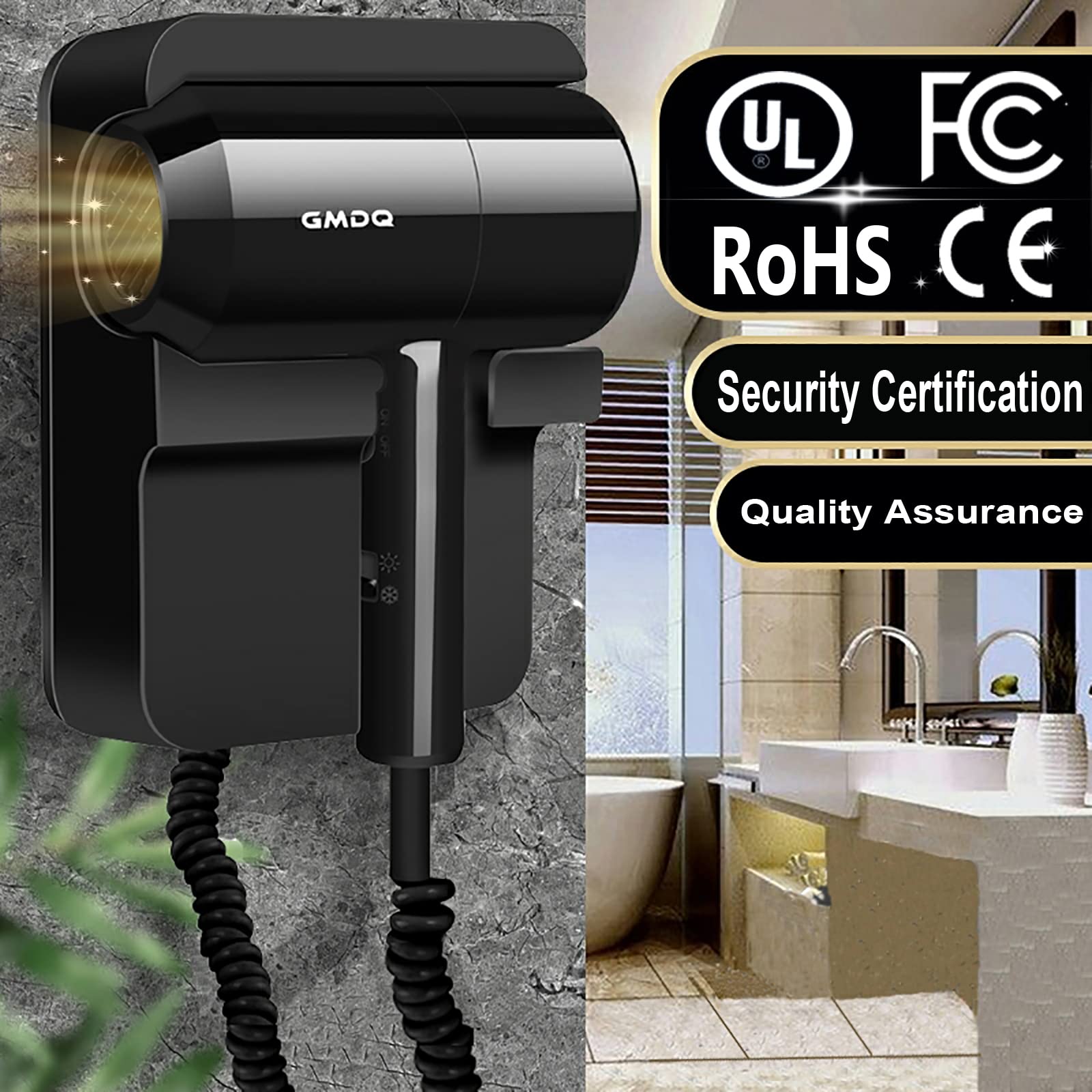 Hotel Wall Mounted Hair Dryer For Bathroom,Restroom Professional Blow Dryer,With Stand Rack,Specialised Motor For Salon,Fast Dry