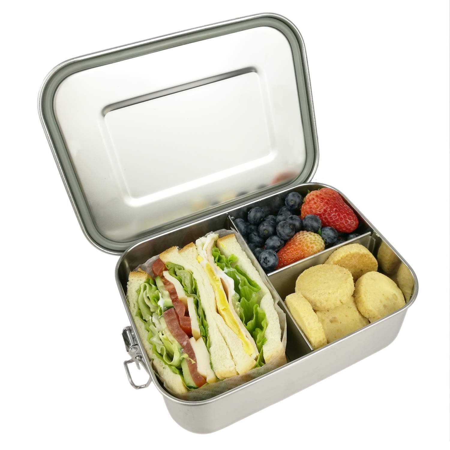 Uptrust Leak Proof Stainless Steel Bento Container For Lunch,Bento Lunch Box For Kids Or Adults, 3 Compartment Packing Box For M