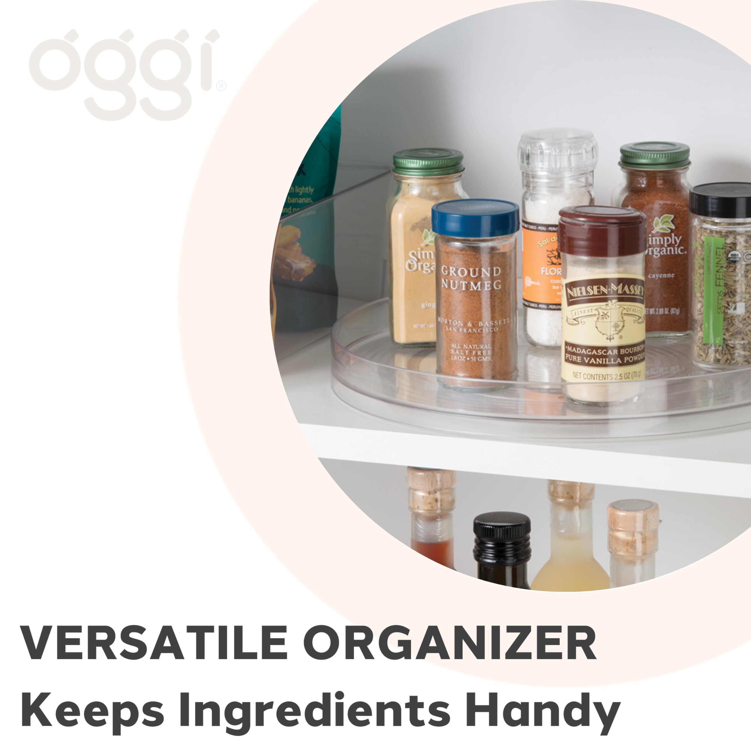 Oggi Lazy Susan Organizer 11''- For Kitchen, Pantry, Cabinet Organizing And Storage. Ideal As A Rotating Spice Rack And Pantry C