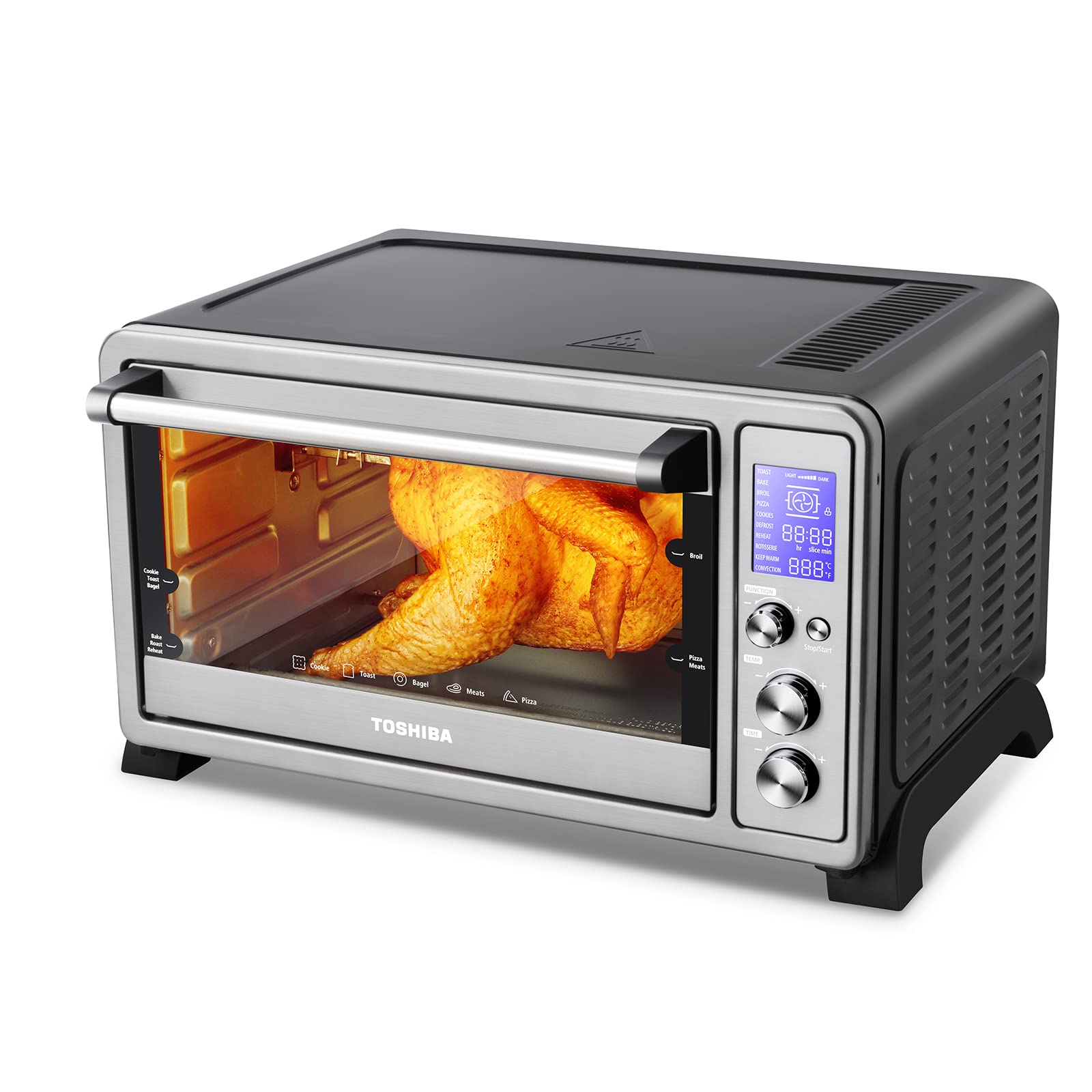 TOSHIBA AC25CEW-SS 6-Slice Convection Toaster Oven, 1500W, Stainless Steel, 10-in-1 with Accessories, 25L Capacity