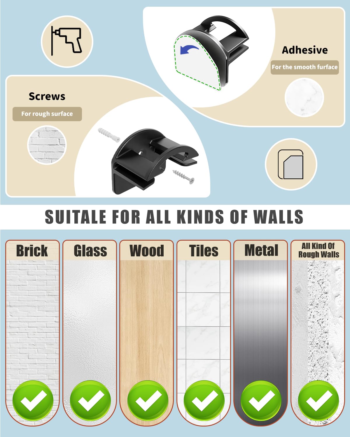 Mskei Adhesive Hat Hooks For Wall - 2 Different Ways Hat Racks To Organize & Display Baseball Caps, Hat Wall Hanger, Hat Organiz